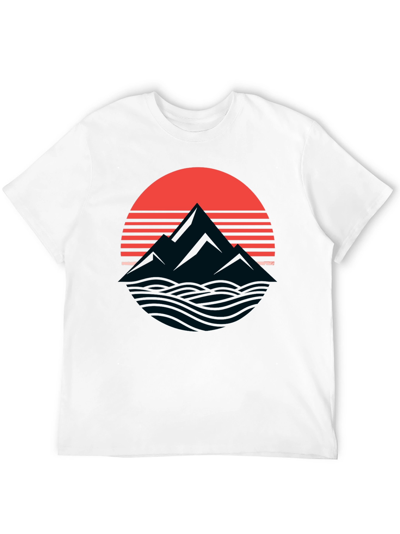 Retro Mountain Sunset Graphic T-Shirt - Black