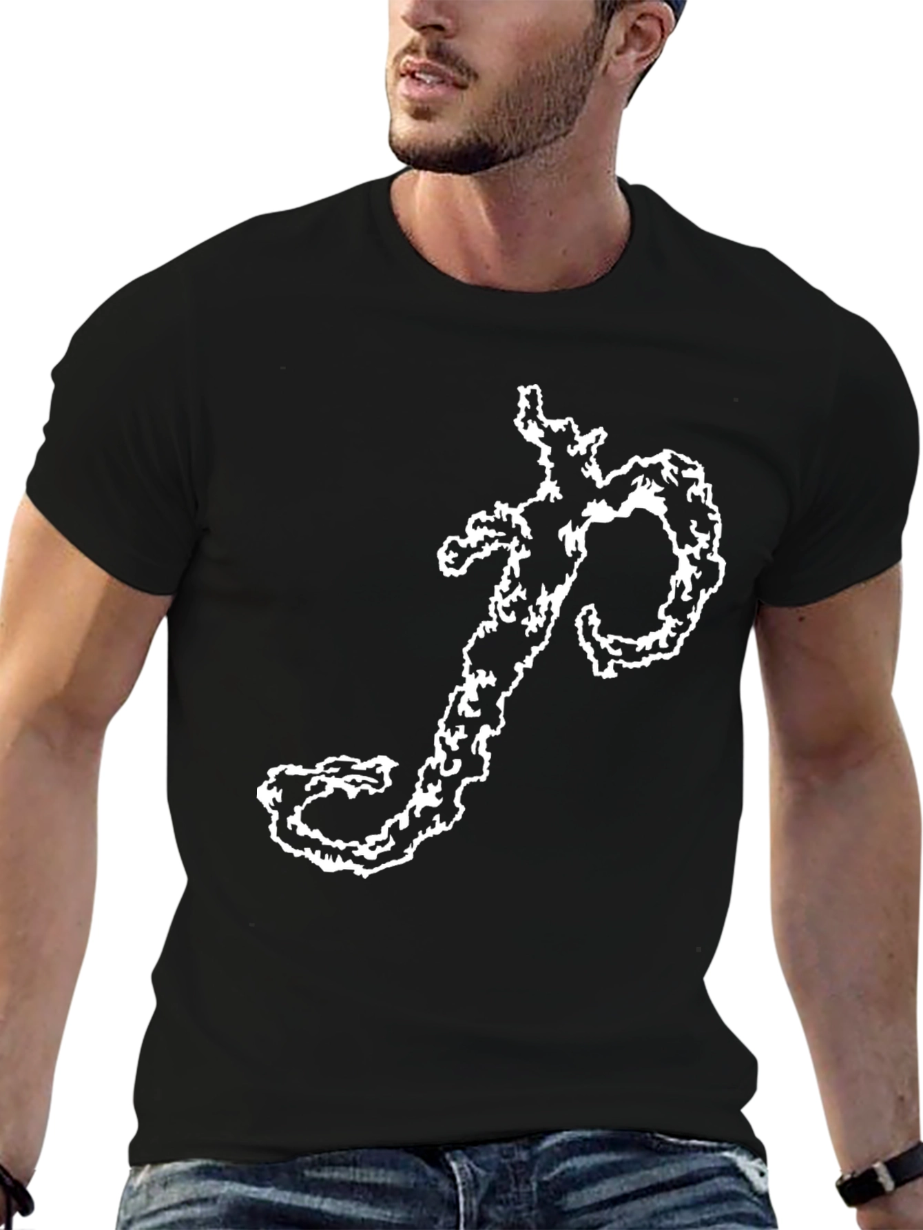 Abstract Graphic Print Black Tee