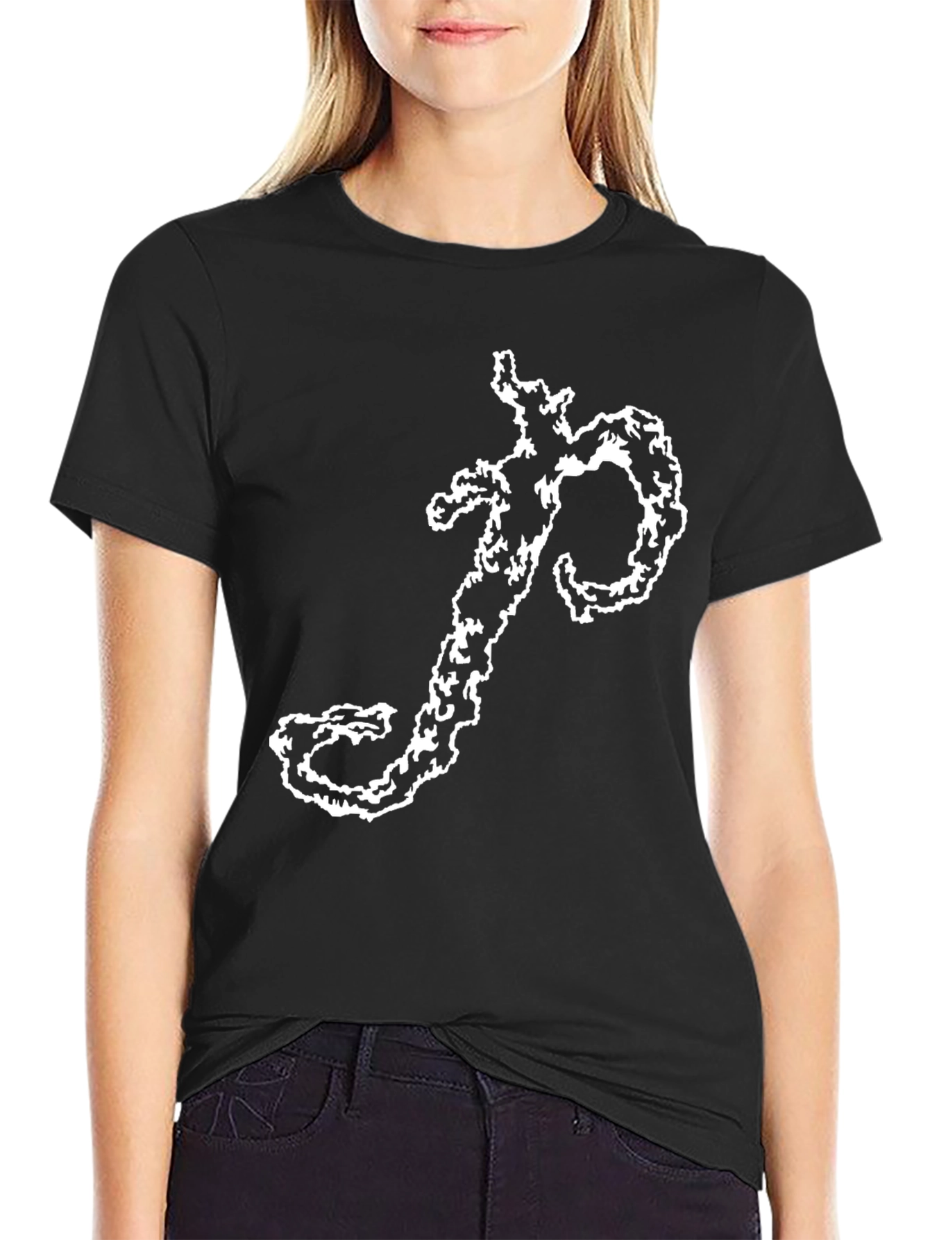 Abstract Graphic Print Black Tee
