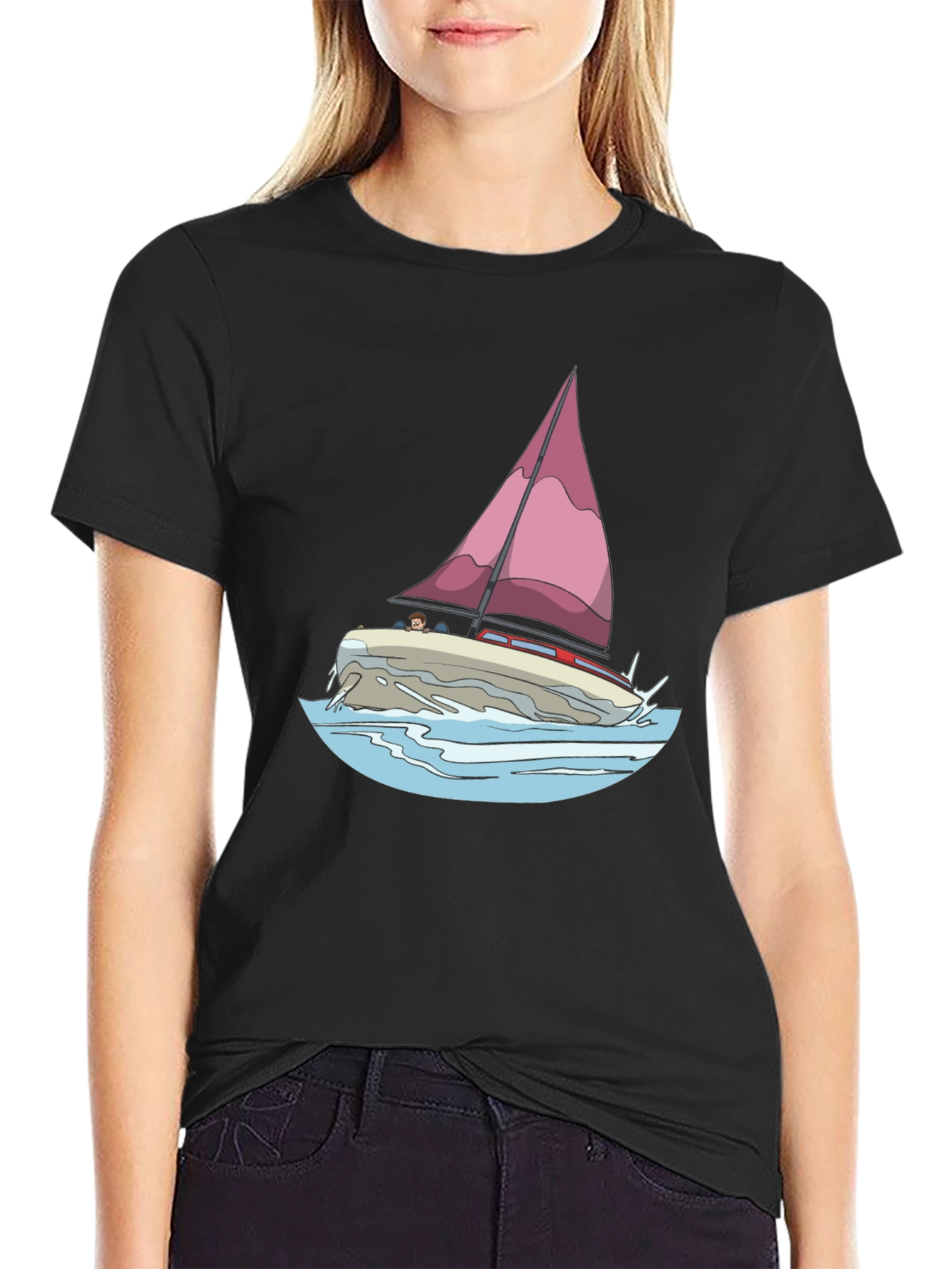 Sailboat Graphic Black T-Shirt