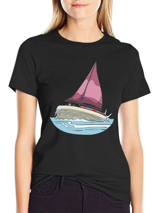 Sailboat Graphic Black T-Shirt