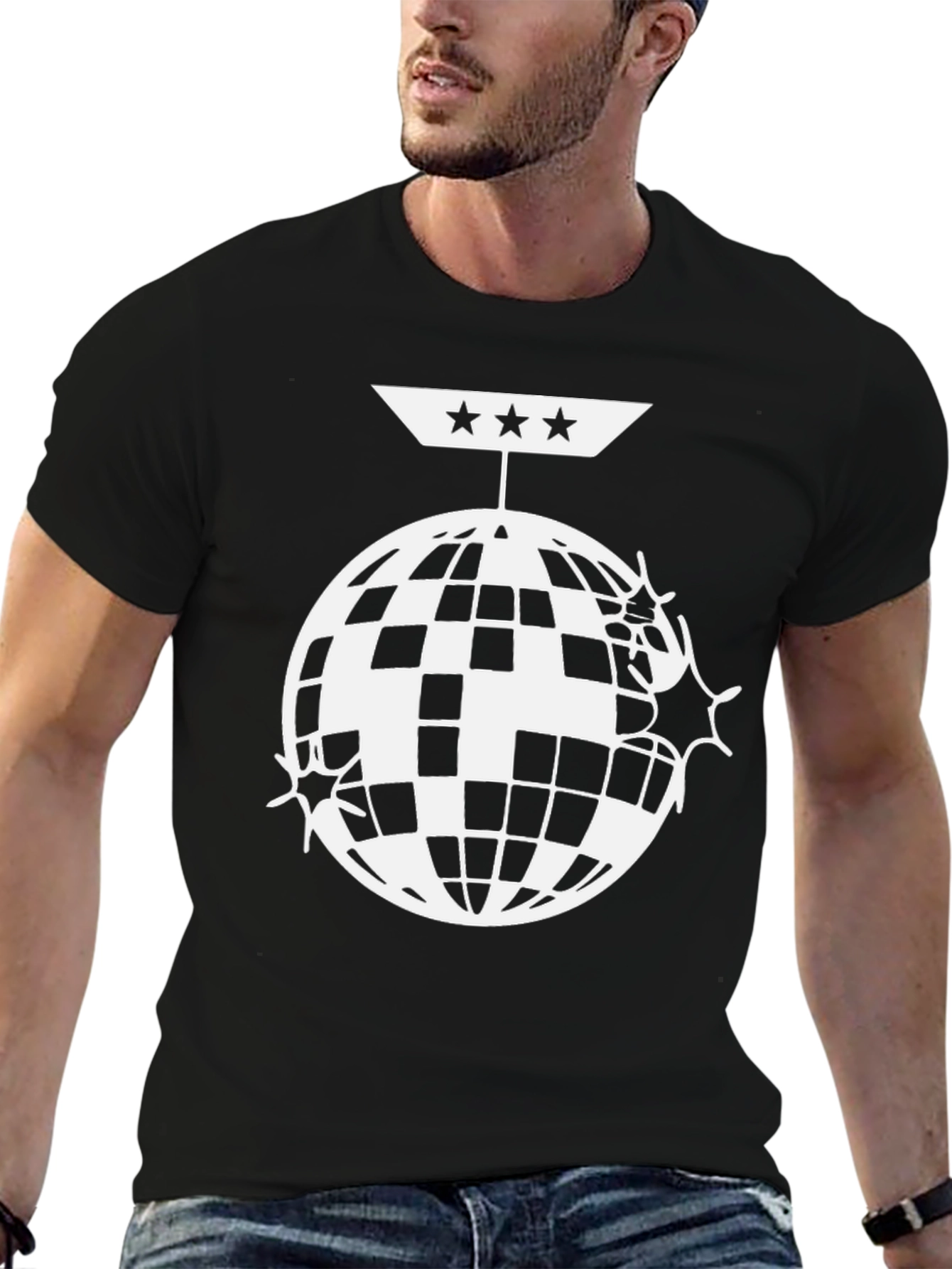 Disco Ball Graphic Tee - Black Cotton