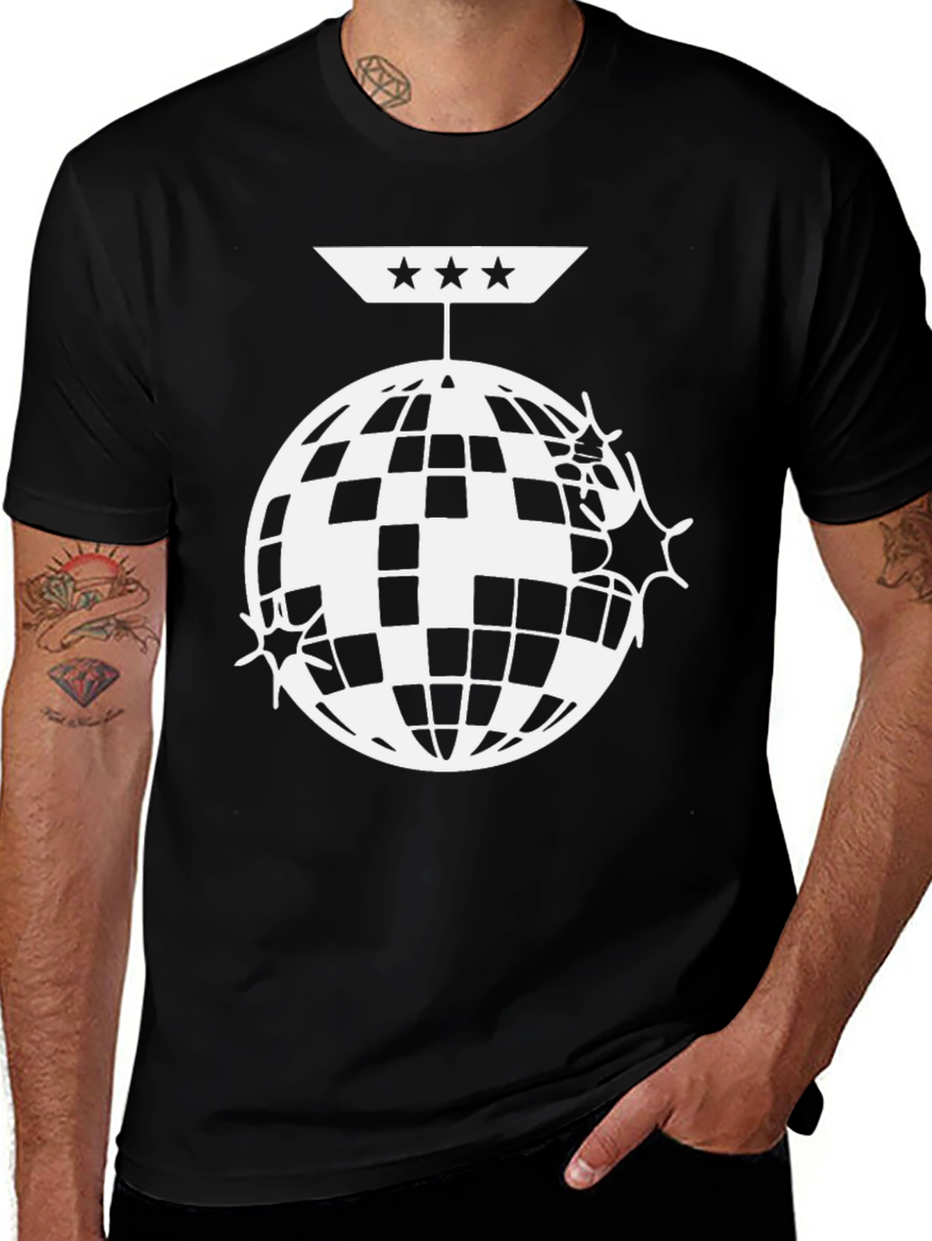 Disco Ball Graphic Tee - Black Cotton
