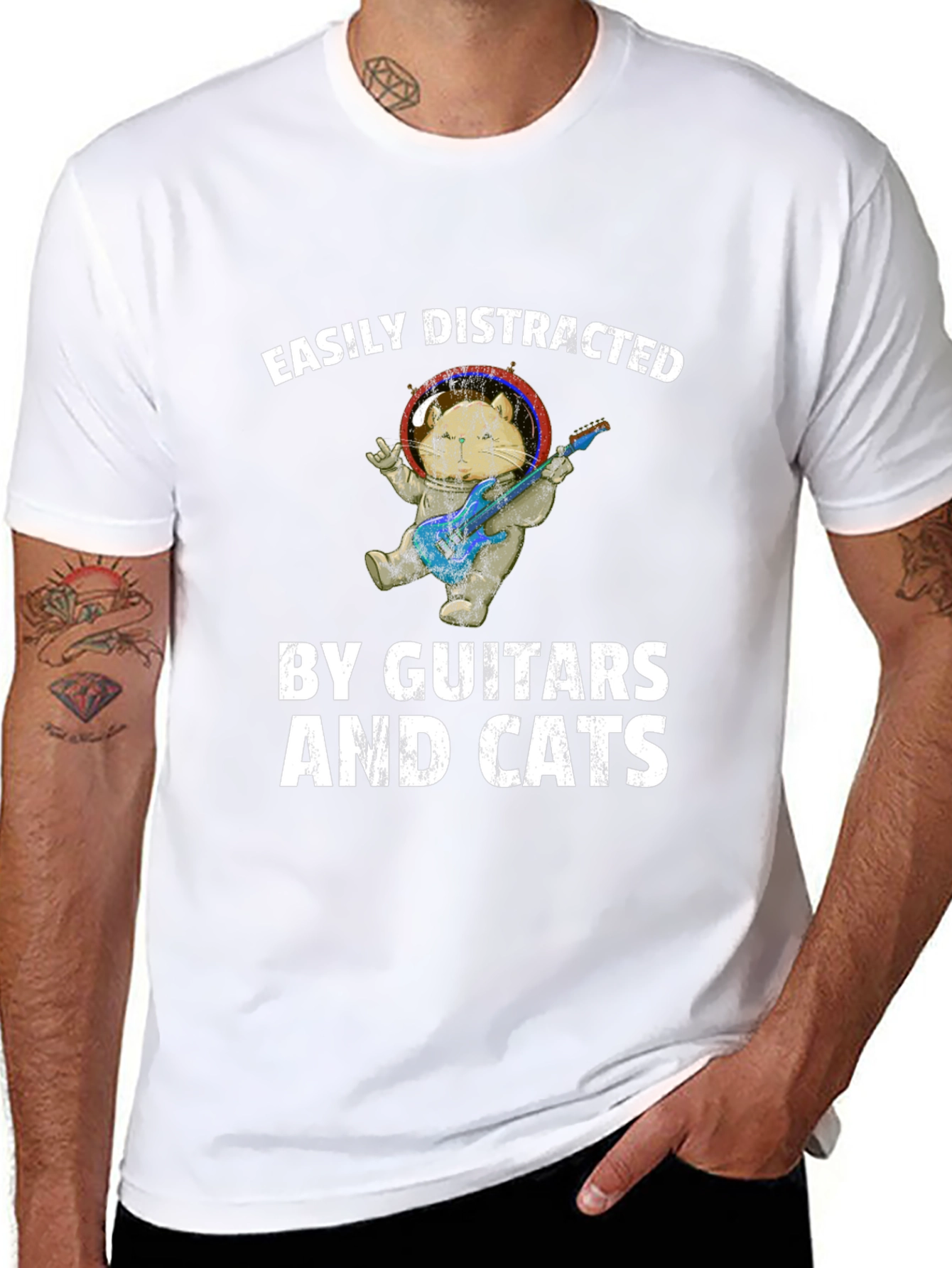 Easily Distracted By Guitars & Cats T-Shirt
