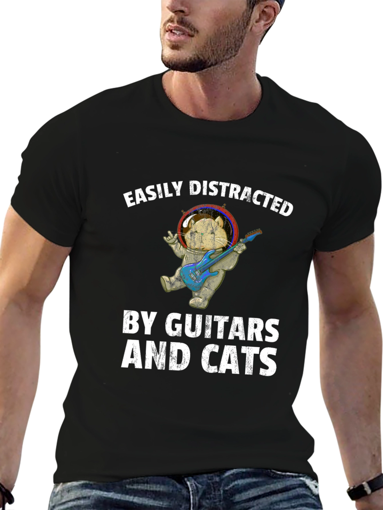 Easily Distracted By Guitars & Cats T-Shirt