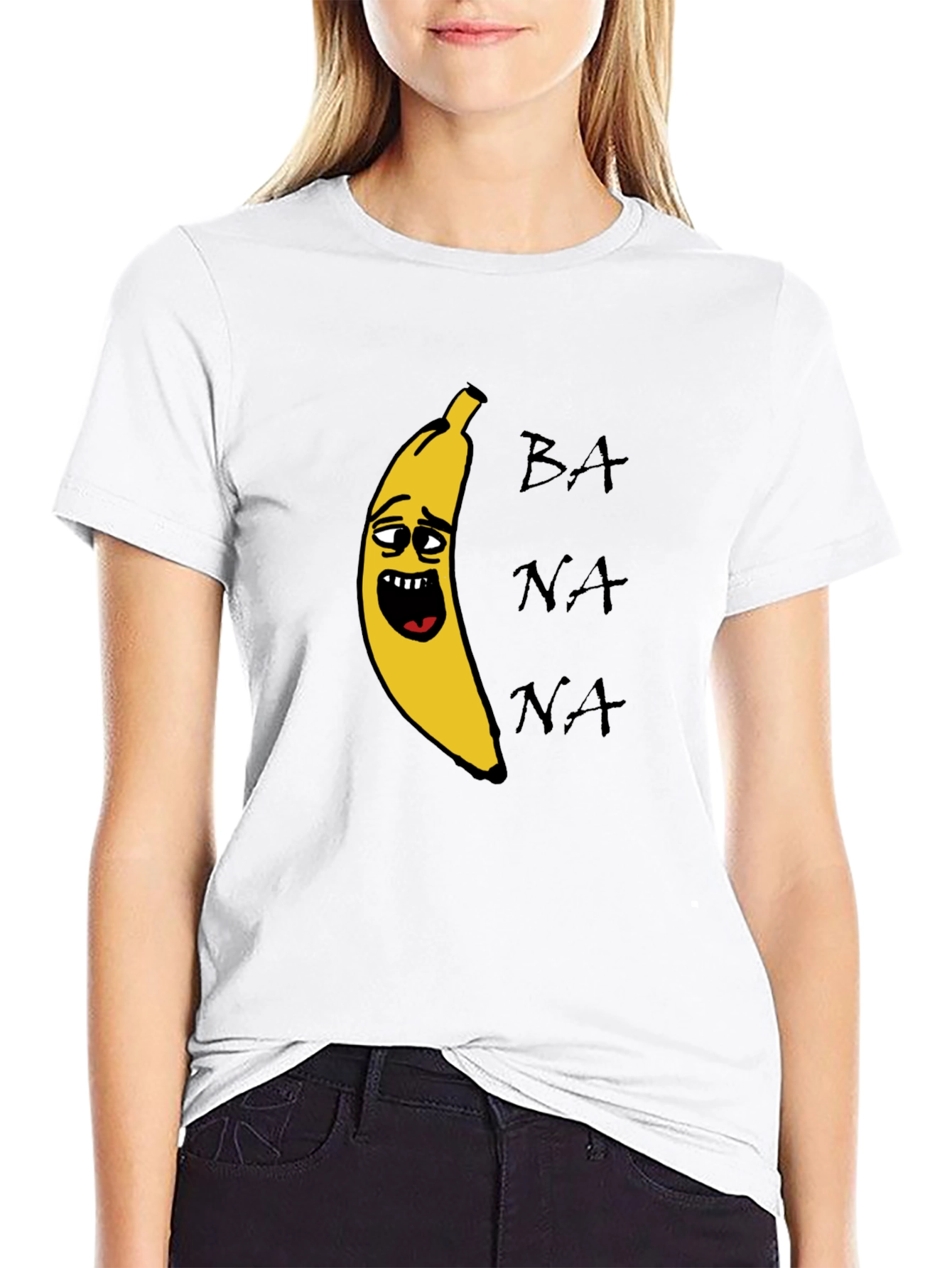 Banana Graphic Print Black T-Shirt