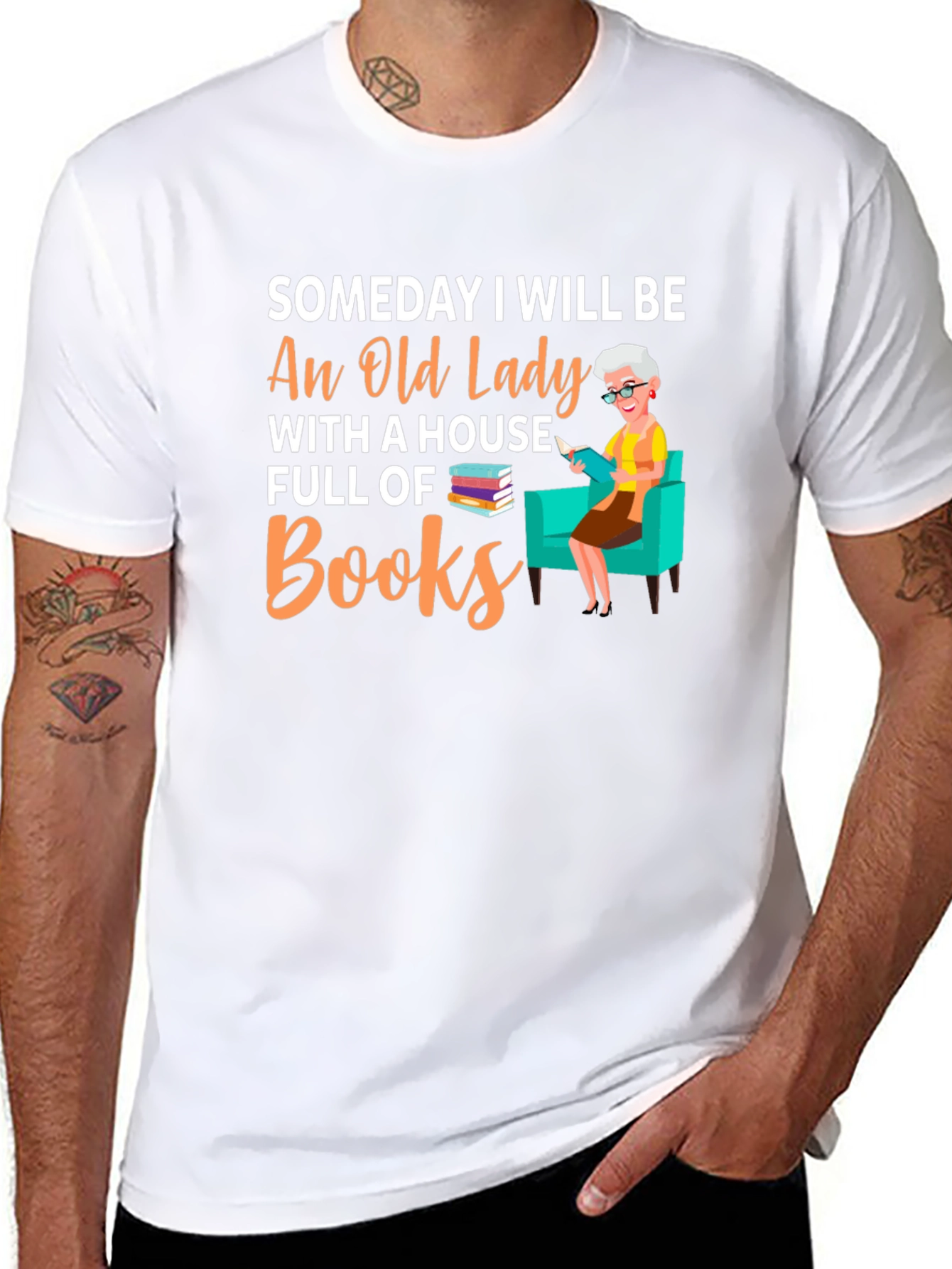 Old Lady with Books T-Shirt