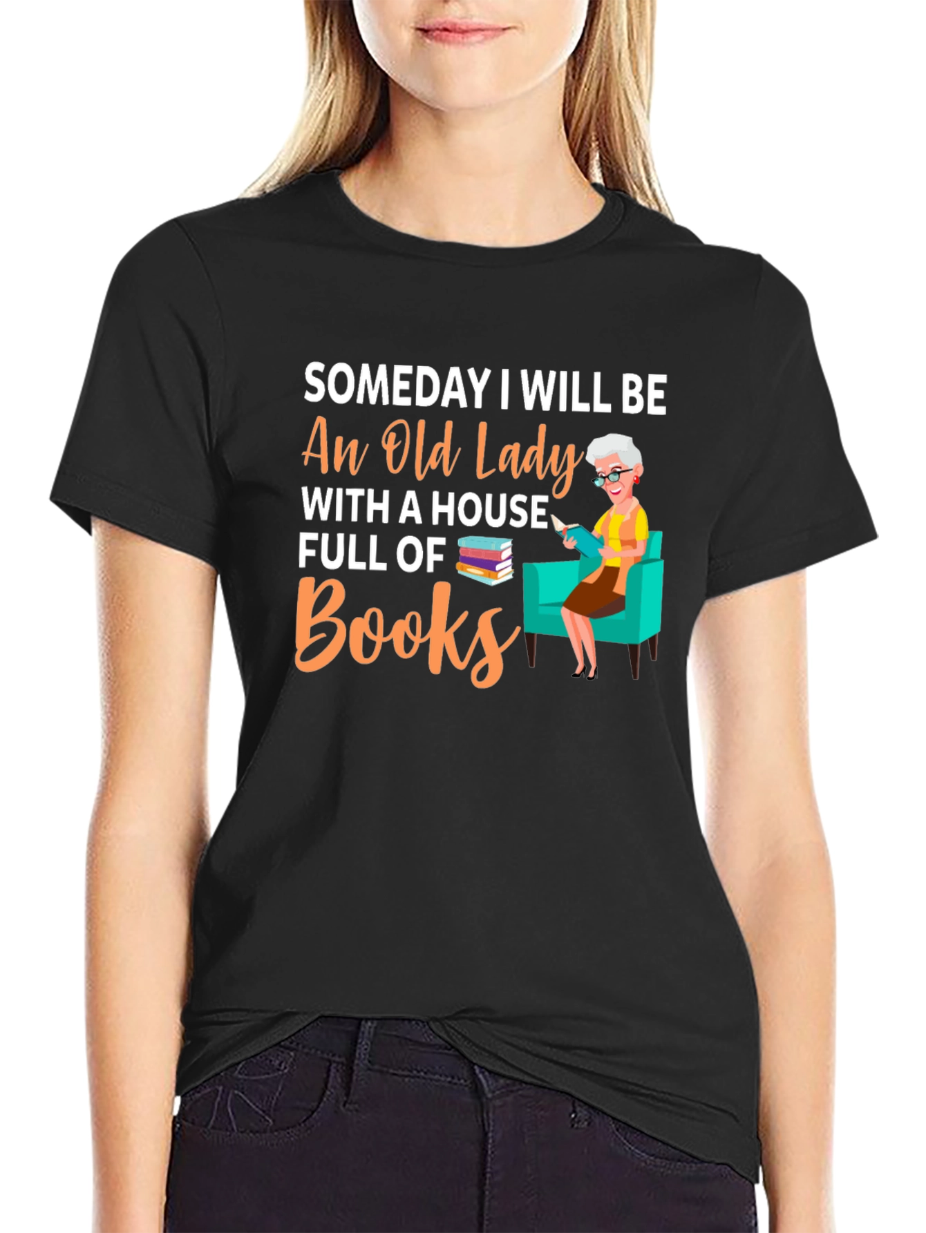 Old Lady with Books T-Shirt