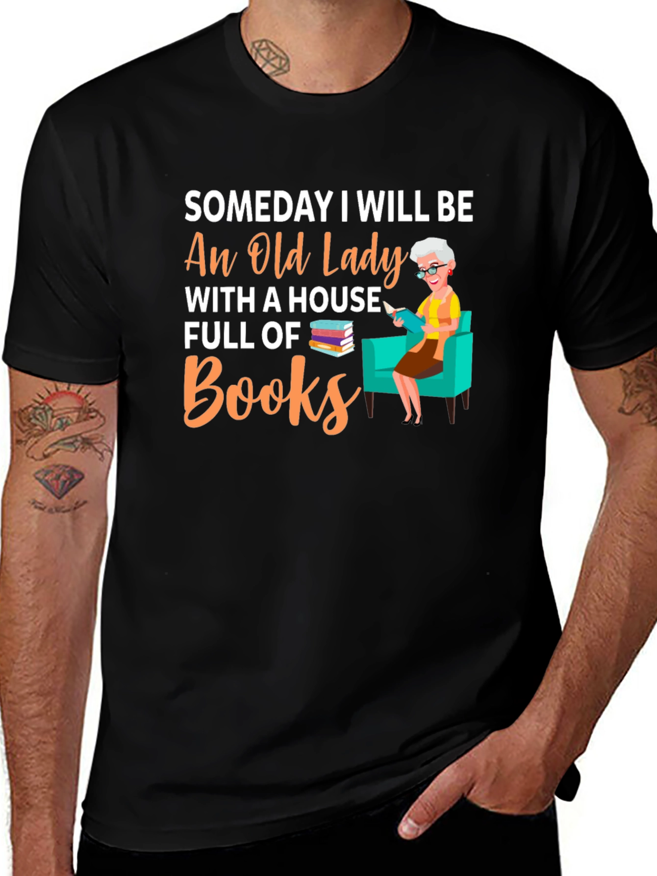 Old Lady with Books T-Shirt