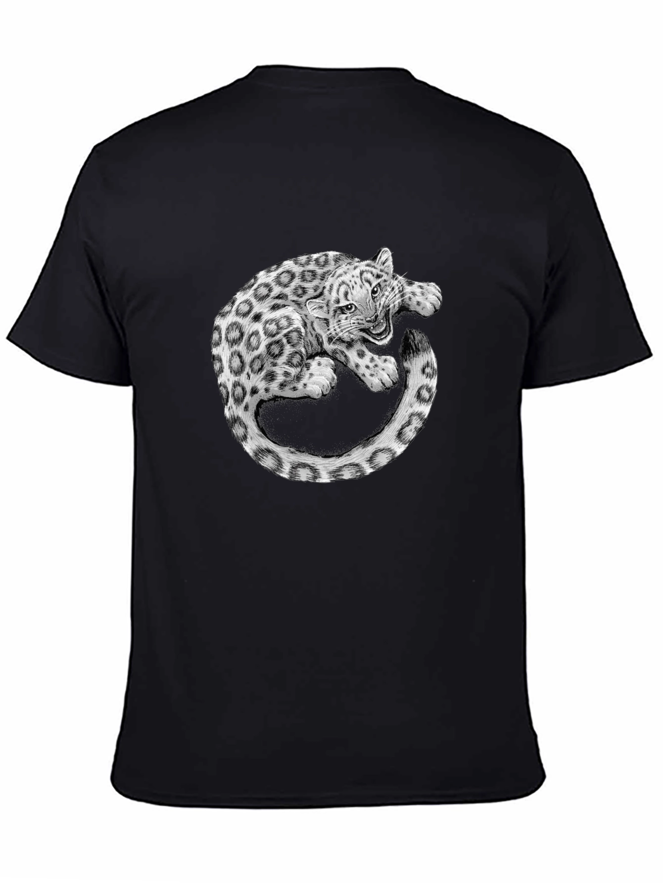 Leopard Graphic Print Black T-Shirt