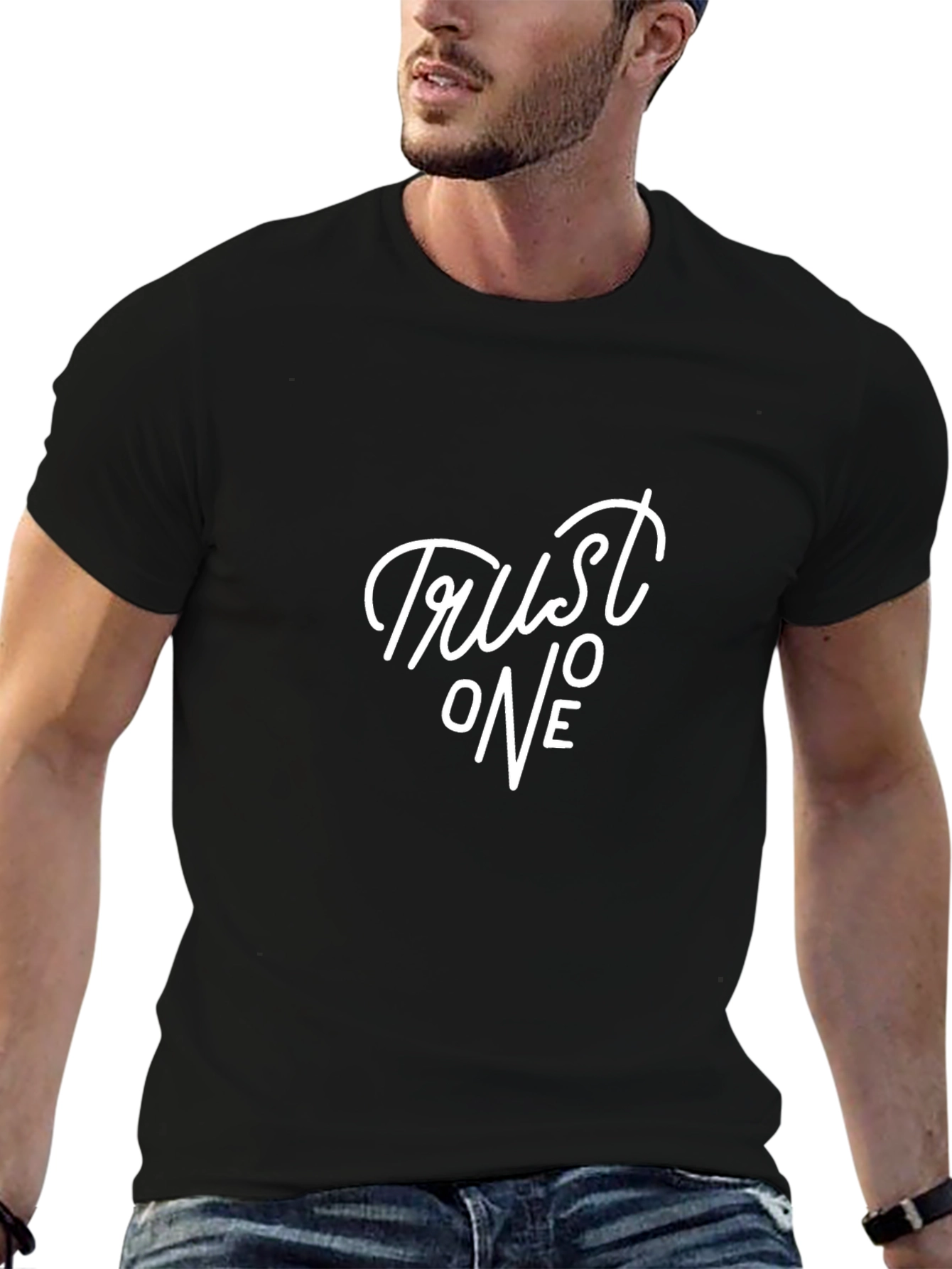 Trust One Graphic Tee - Black Cotton Comfort