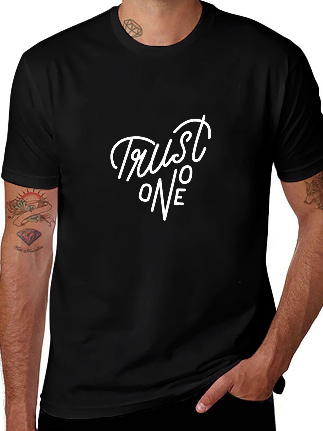 Trust One Graphic Tee - Black Cotton Comfort