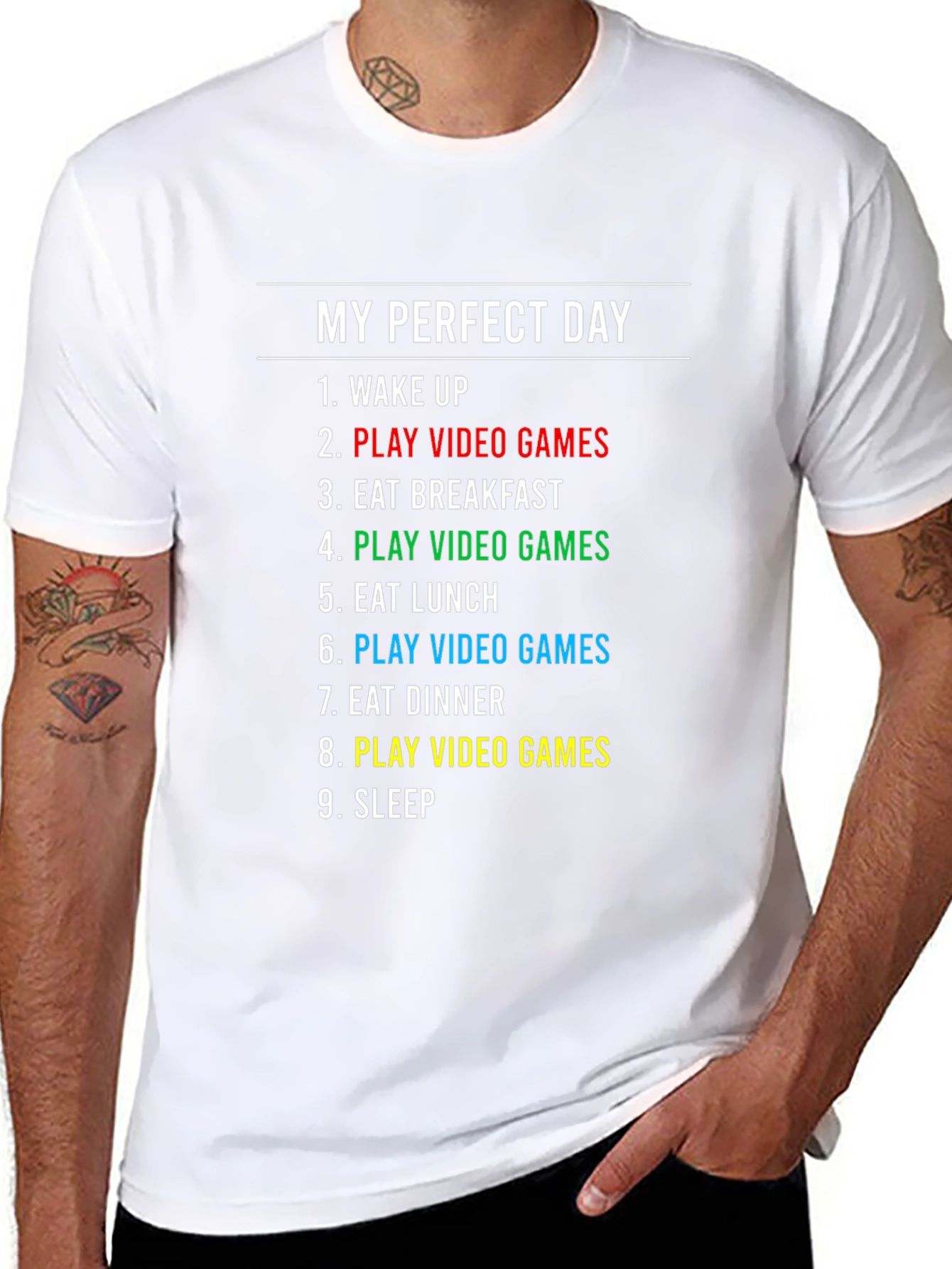 My Perfect Day Play Video Games Graphic T-Shirt