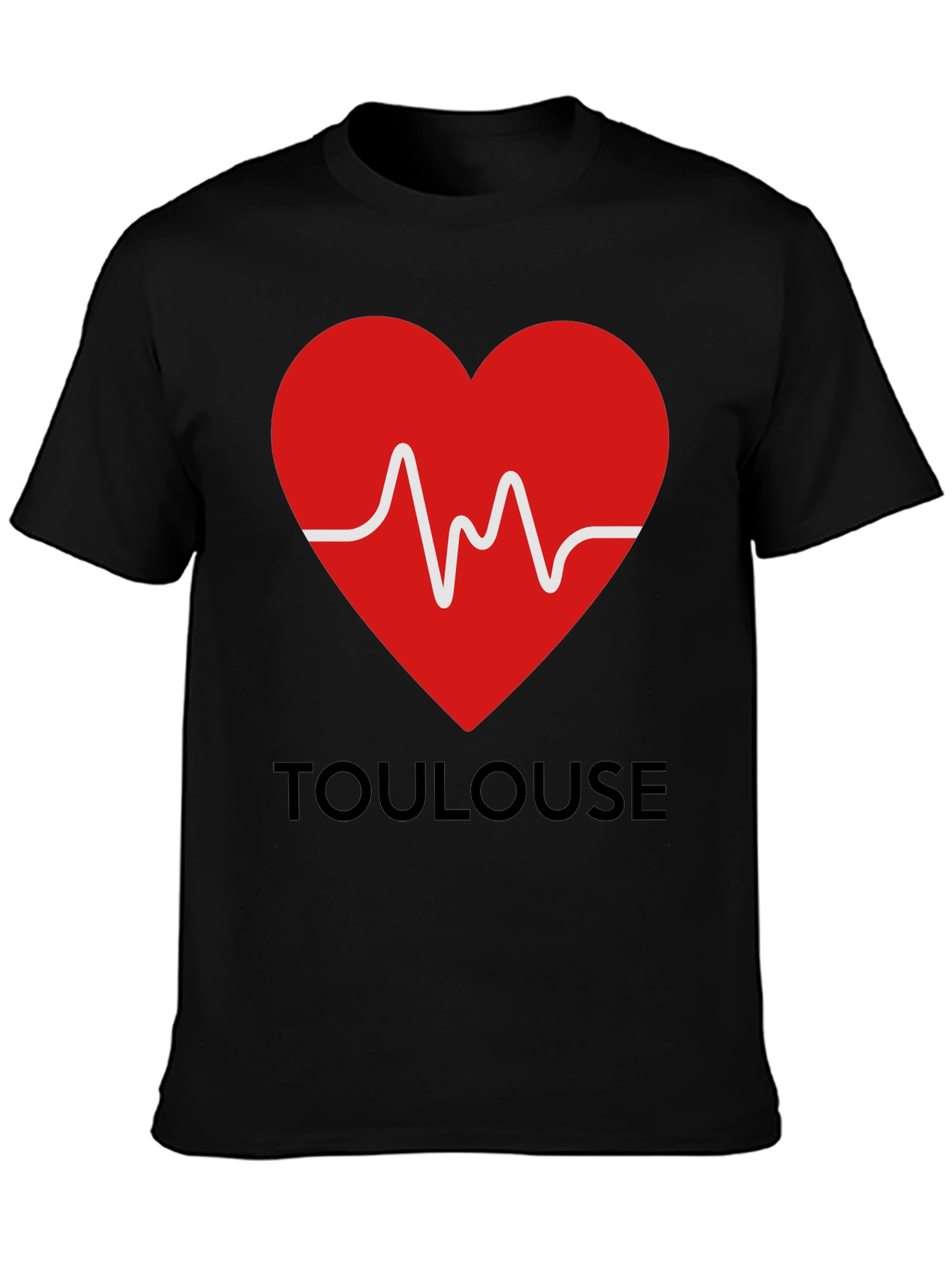 Toulouse Heartbeat Graphic Tee - Black Cotton T-Shirt