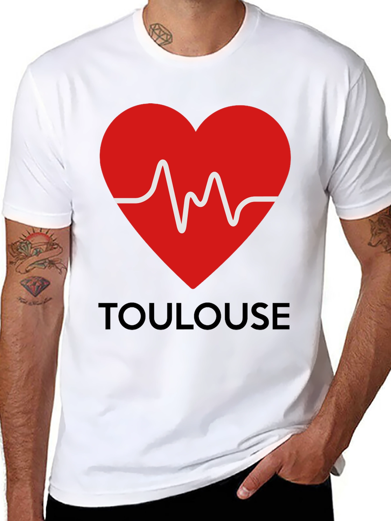 Toulouse Heartbeat Graphic Tee - Black Cotton T-Shirt