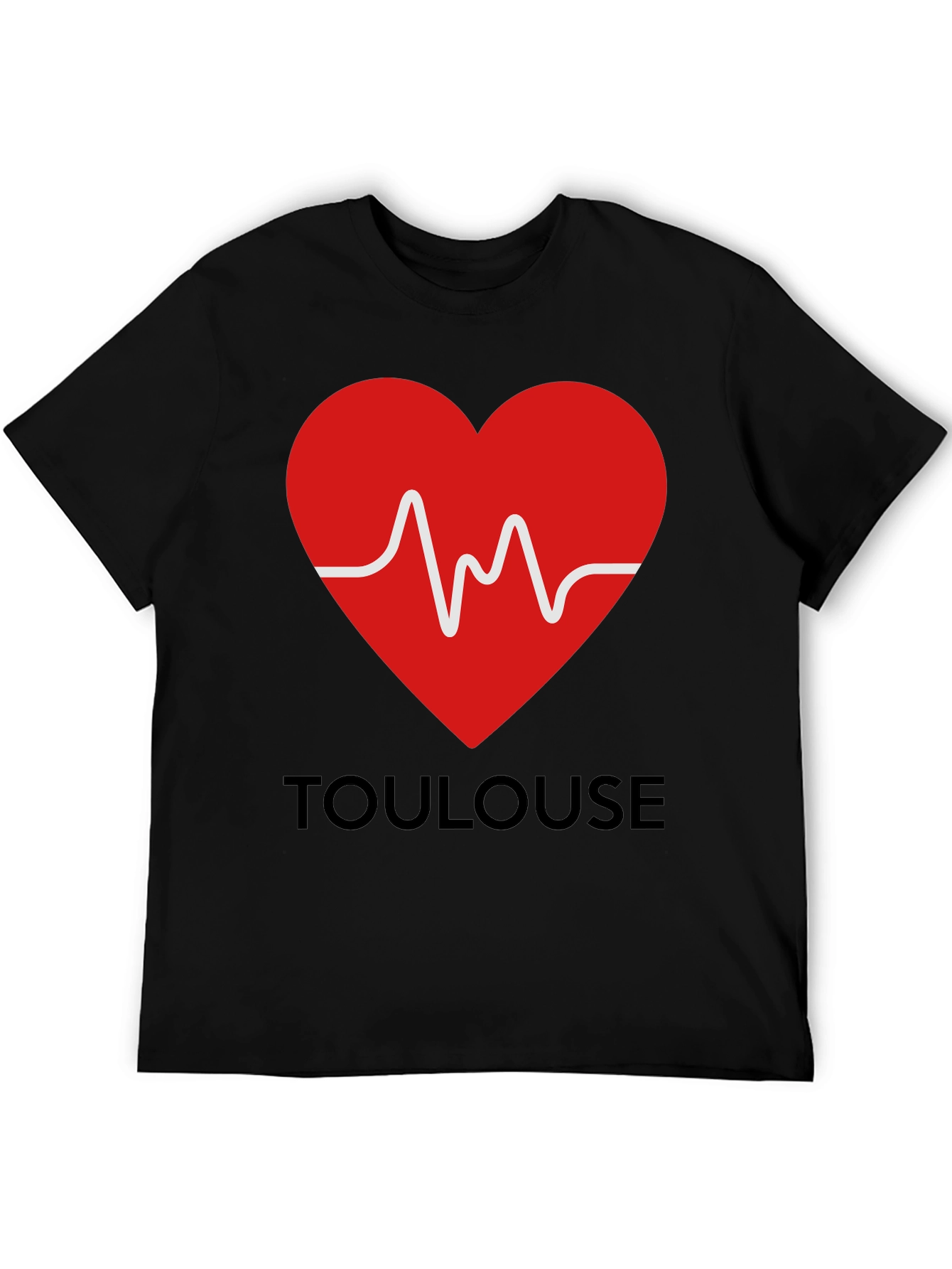 Toulouse Heartbeat Graphic Tee - Black Cotton T-Shirt