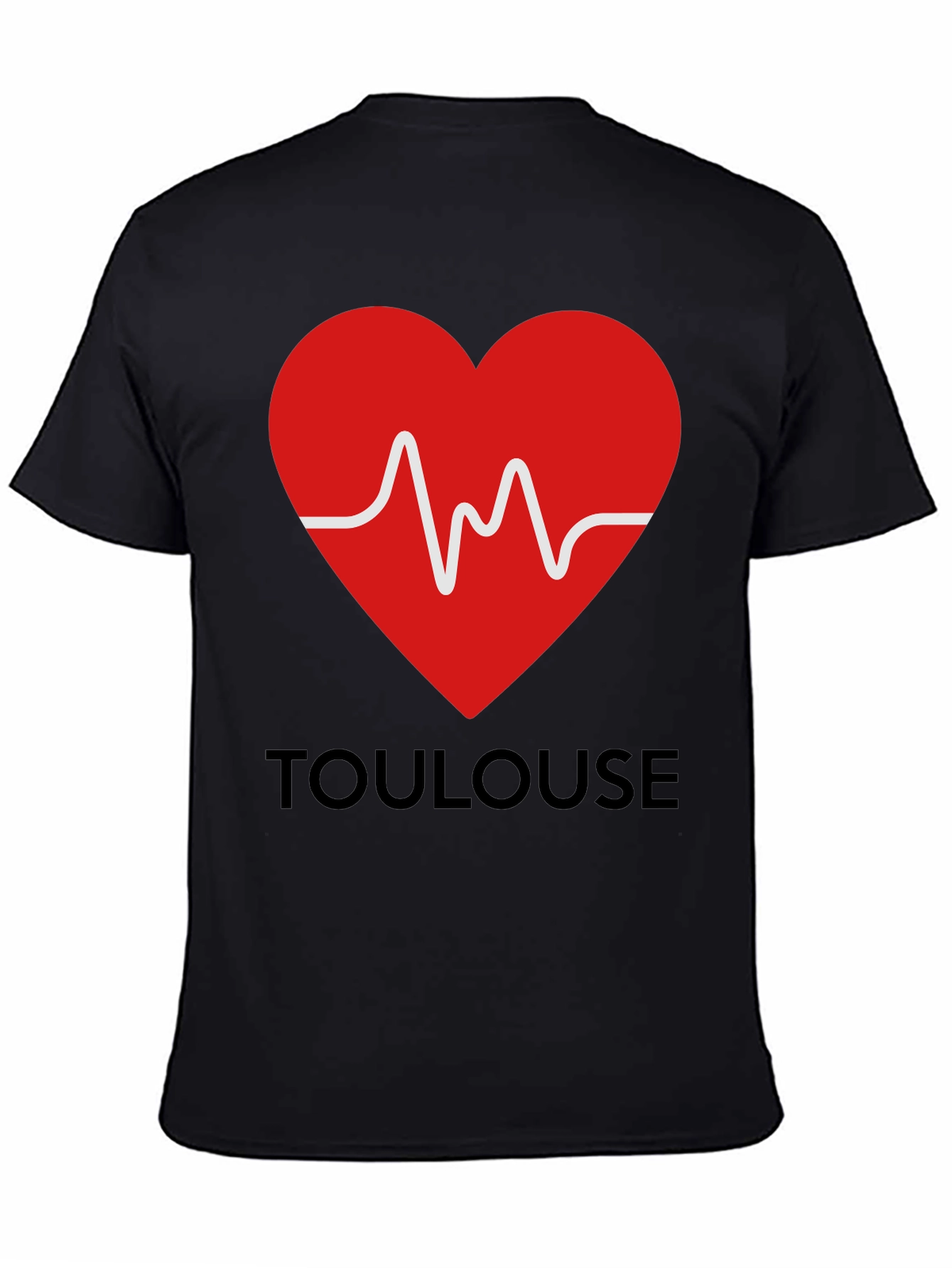Toulouse Heartbeat Graphic Tee - Black Cotton T-Shirt