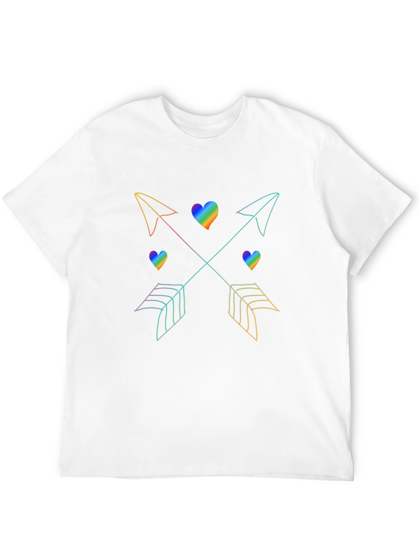 Rainbow Arrow Hearts Graphic Tee - Black