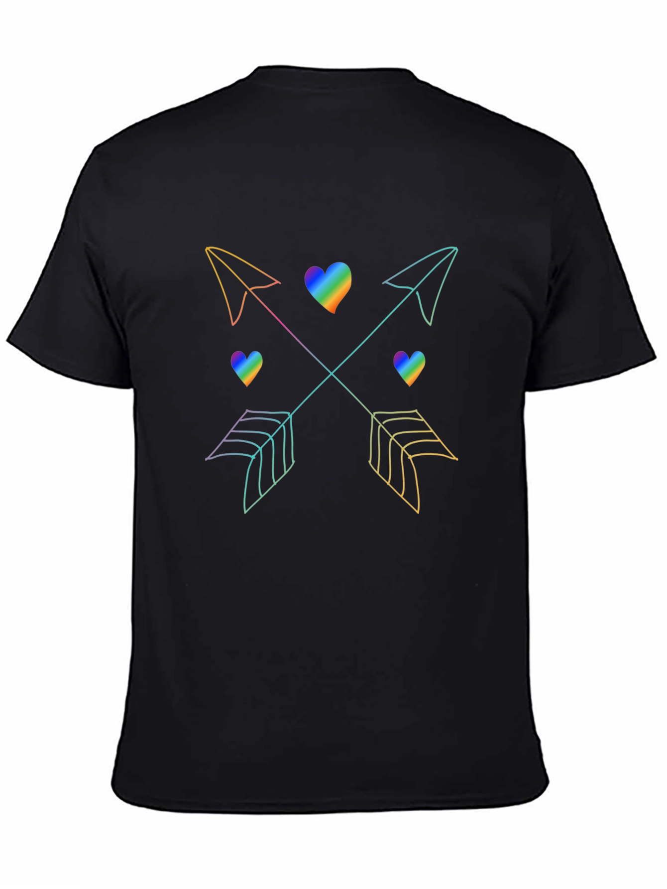 Rainbow Arrow Hearts Graphic Tee - Black