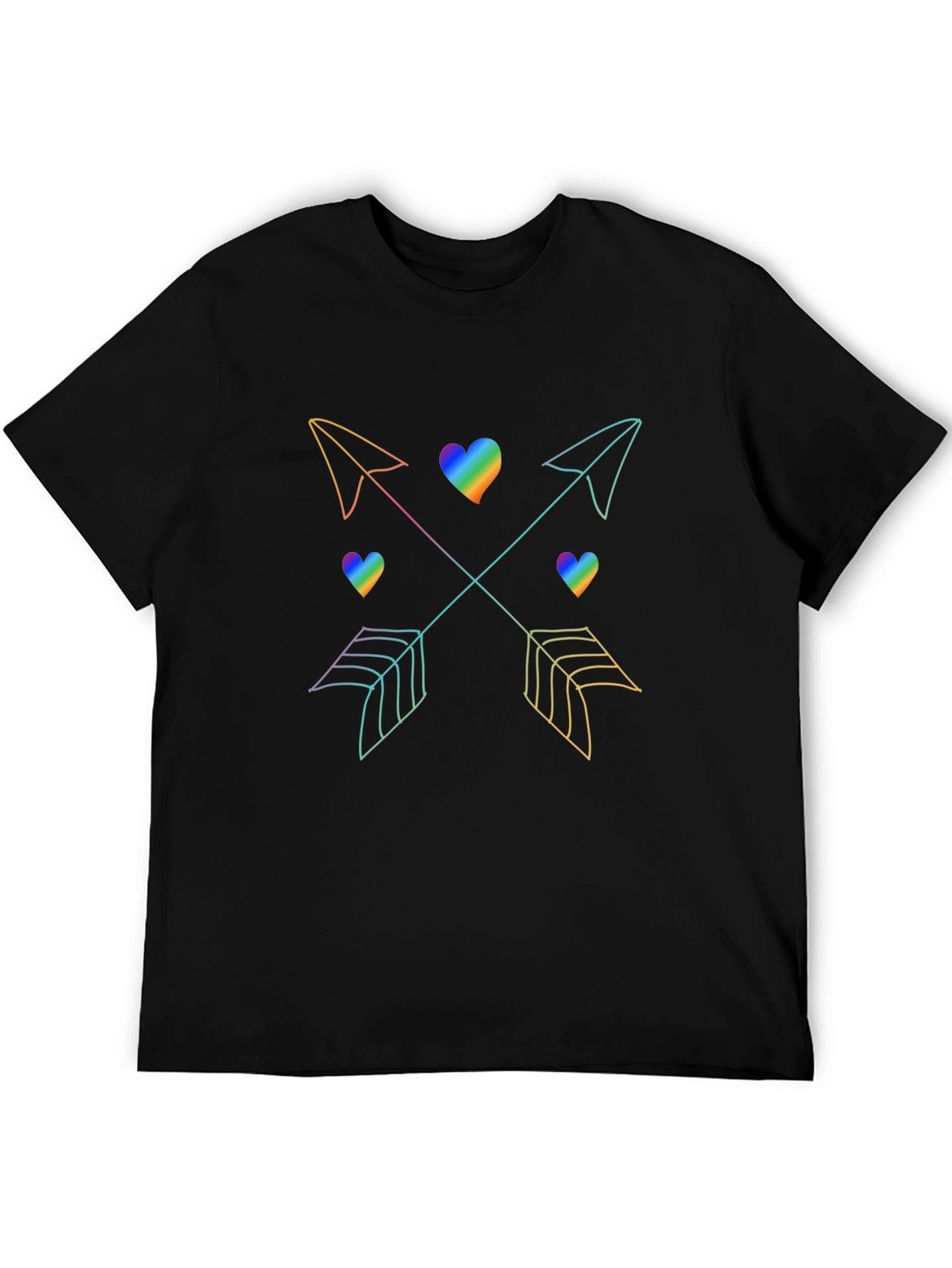 Rainbow Arrow Hearts Graphic Tee - Black