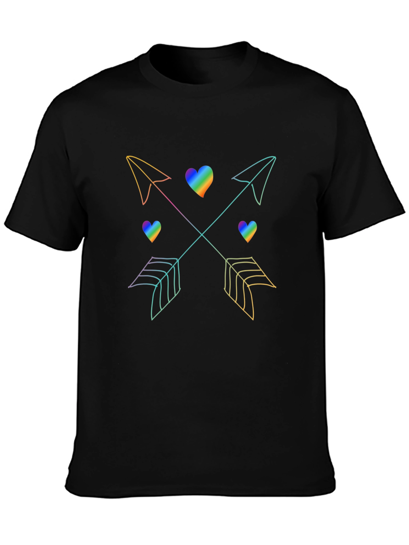 Rainbow Arrow Hearts Graphic Tee - Black