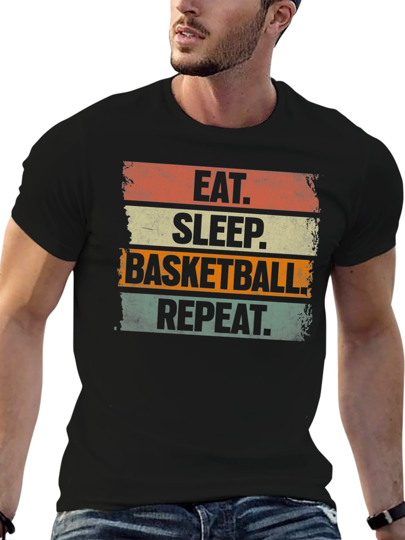 Eat Sleep Basketball Repeat Graphic Tee