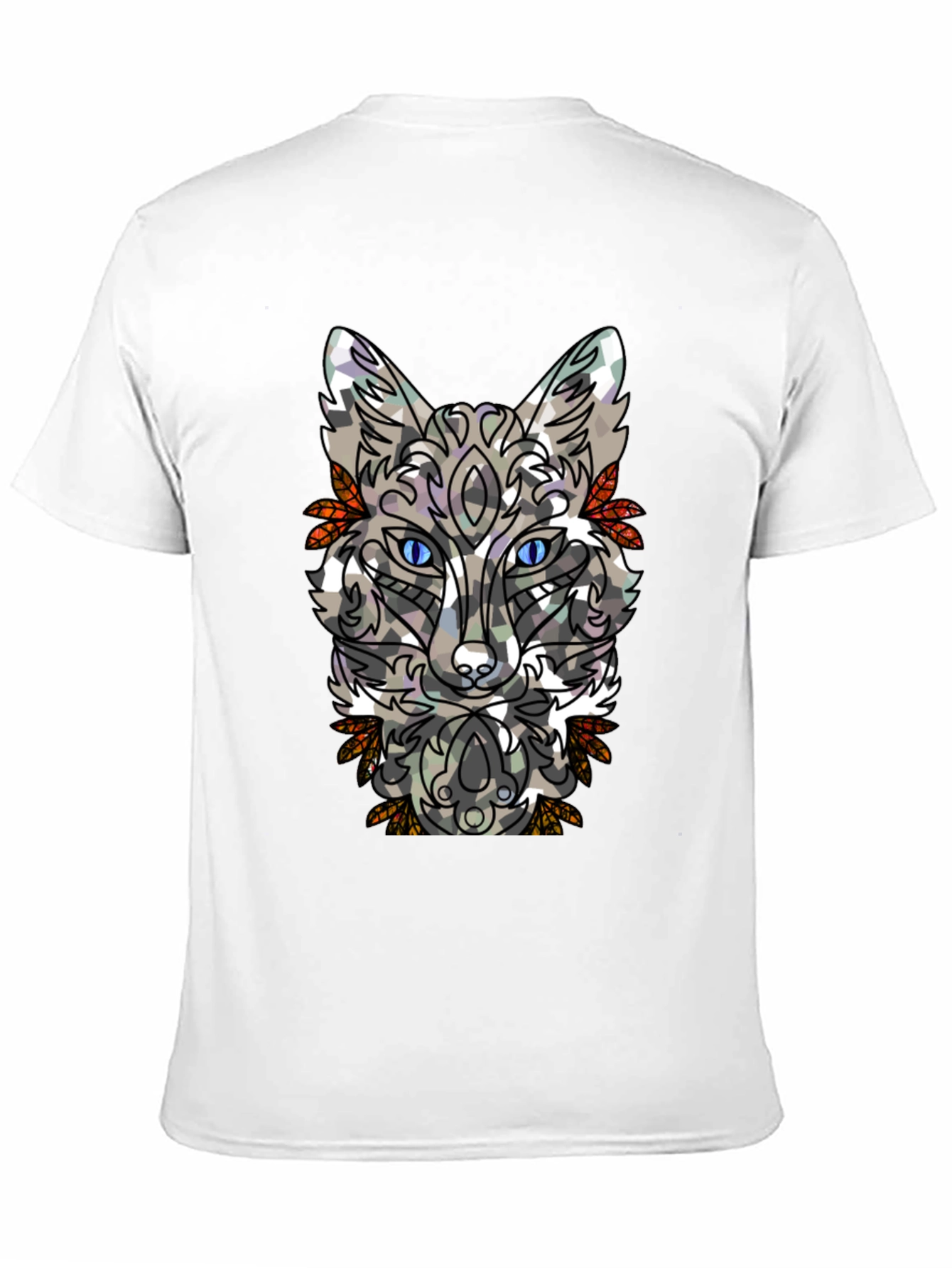 Abstract Fox Graphic Mens Black T-Shirt