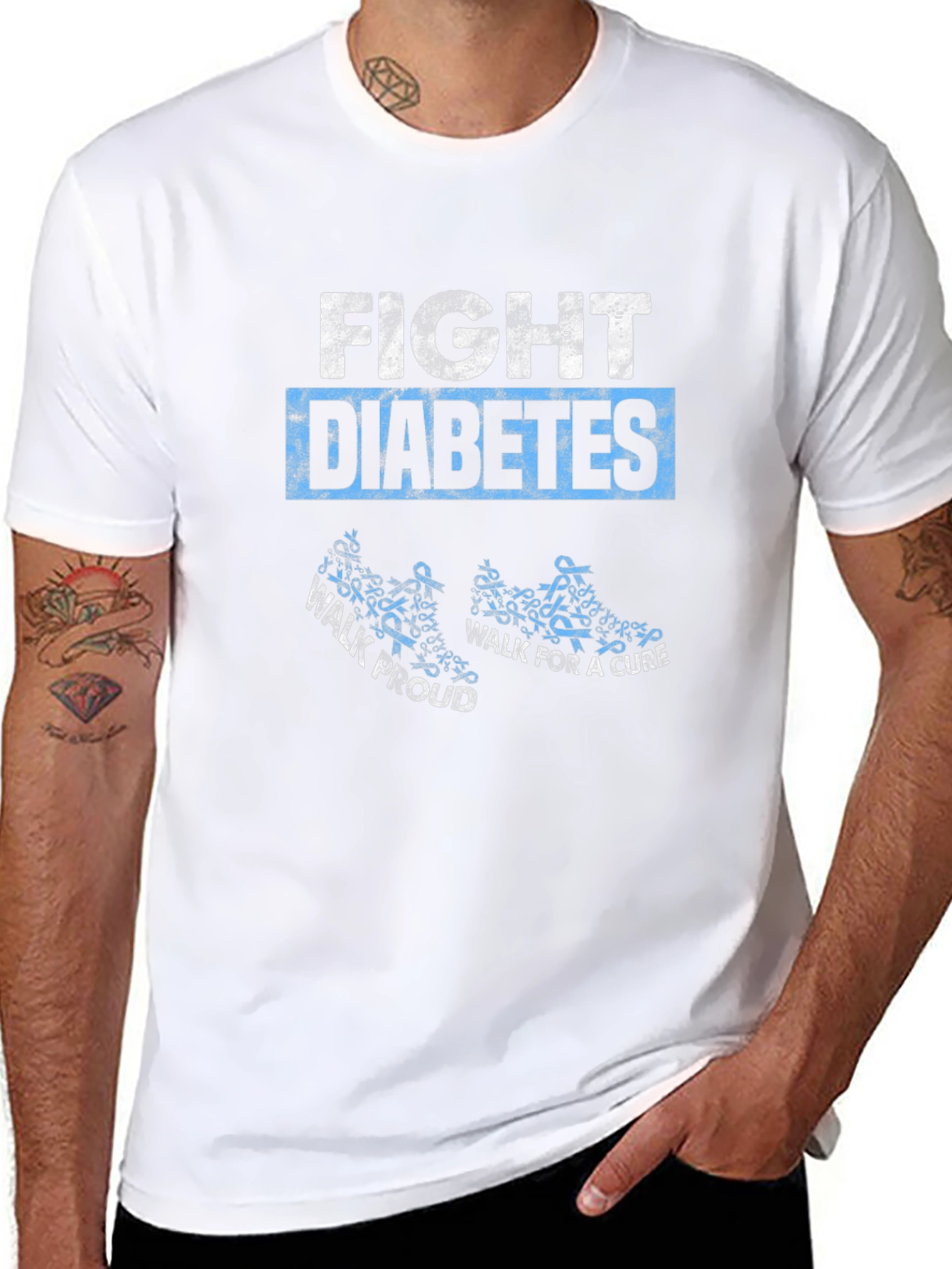 Fight Diabetes Awareness Ribbon Graphic T-Shirt