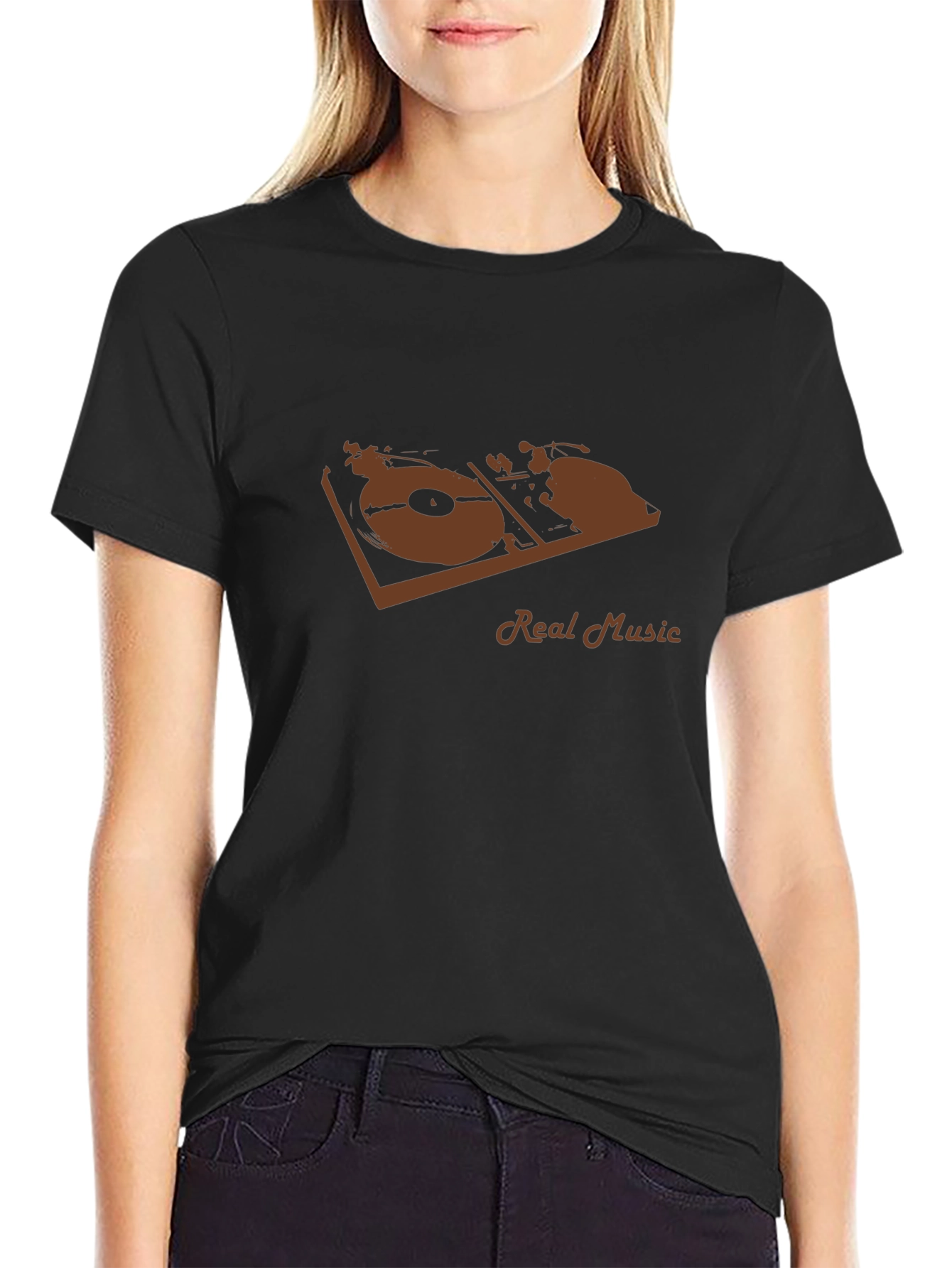 Real Music Graphic Tee - Black Casual T-Shirt