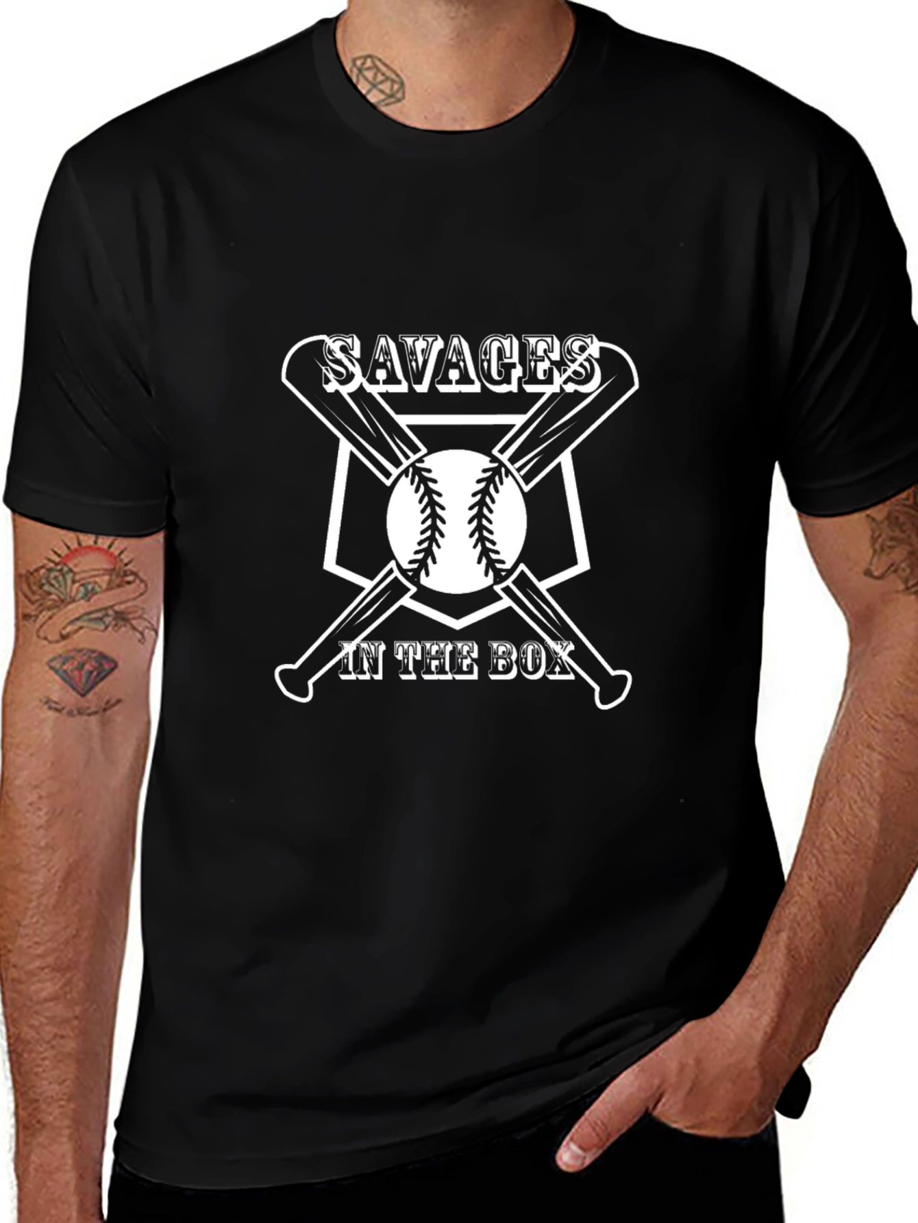 Savages in the Box Baseball Graphic T-Shirt
