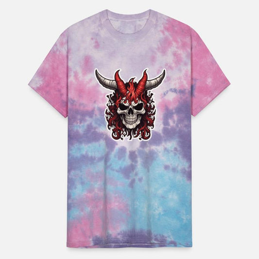 4-Horned Skull with Red Flames