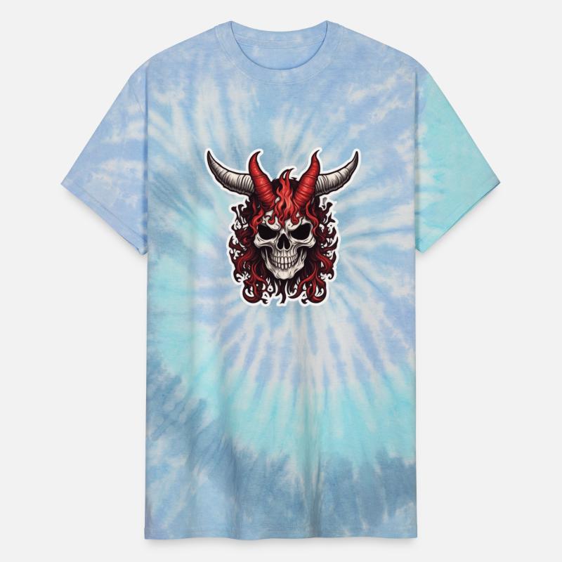 4-Horned Skull with Red Flames