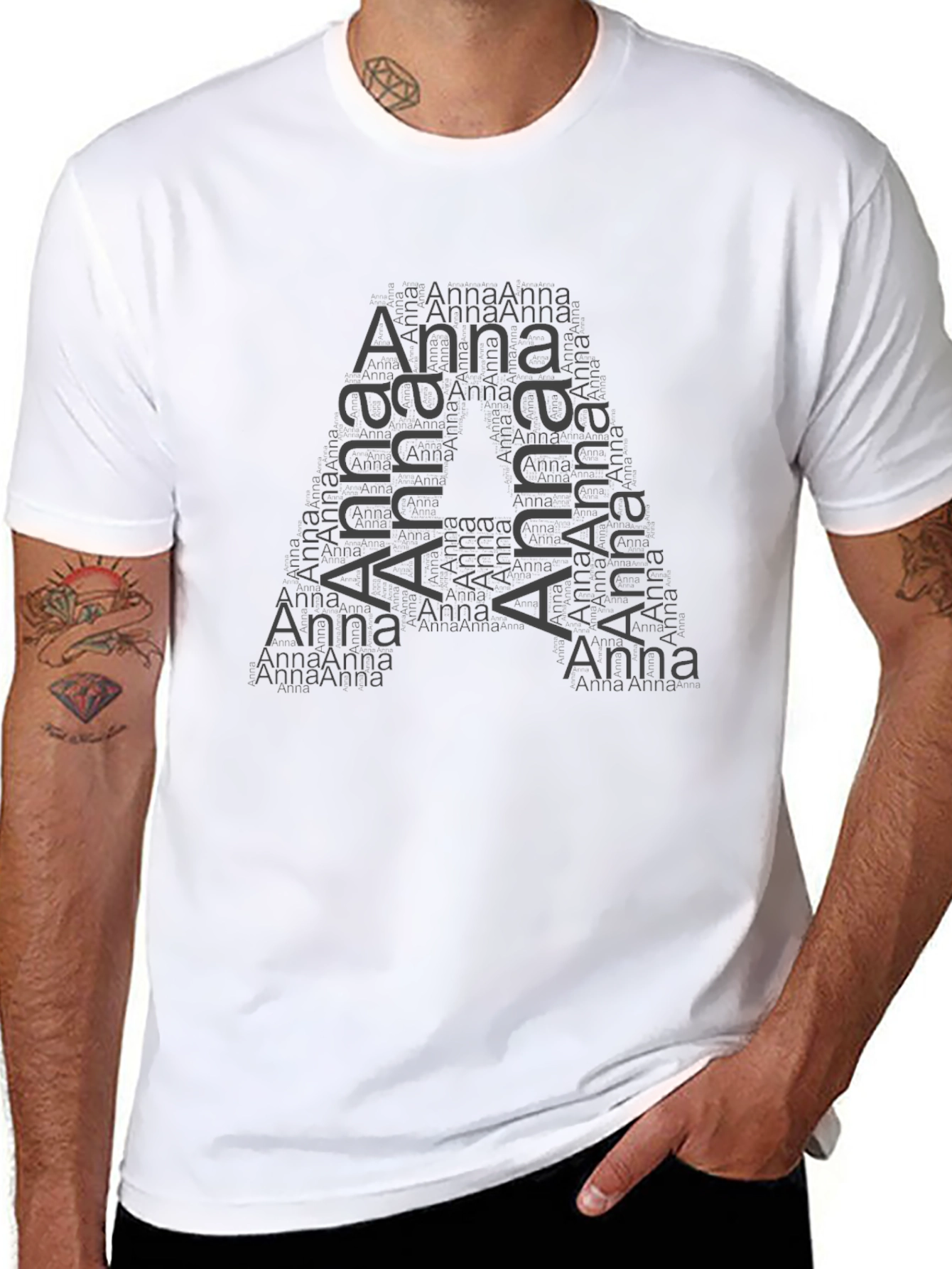 Anna Word Art Initial A Black T-Shirt
