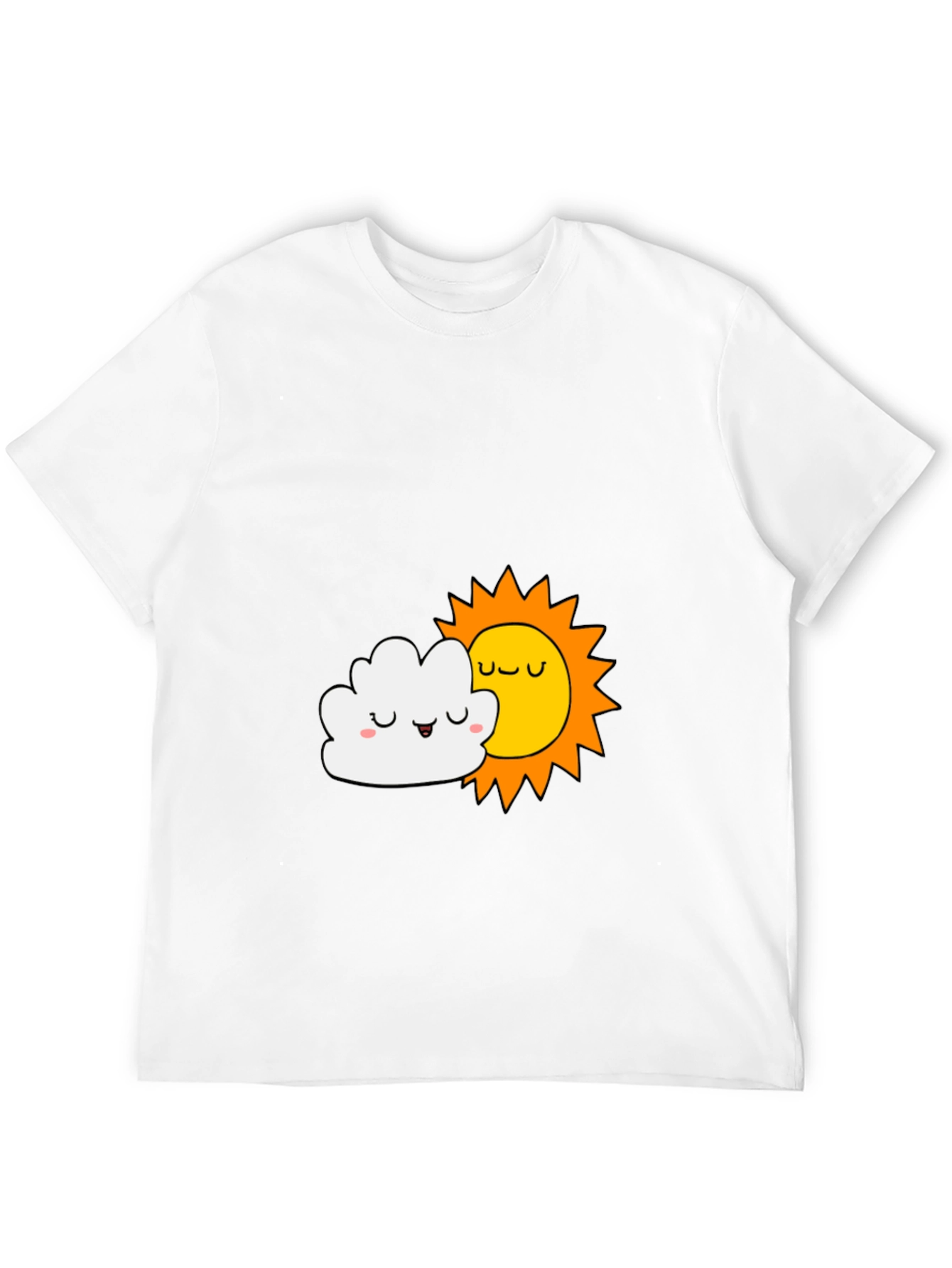 Cute Sun & Cloud Graphic Black T-Shirt