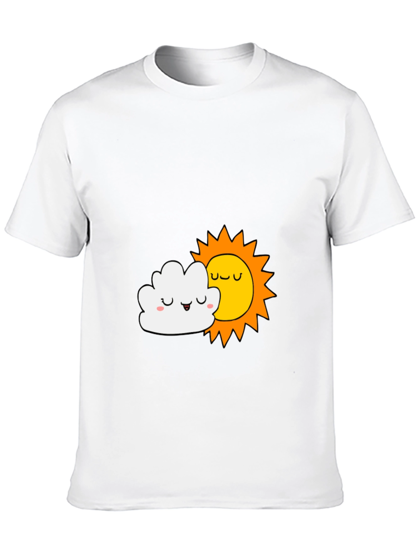 Cute Sun & Cloud Graphic Black T-Shirt