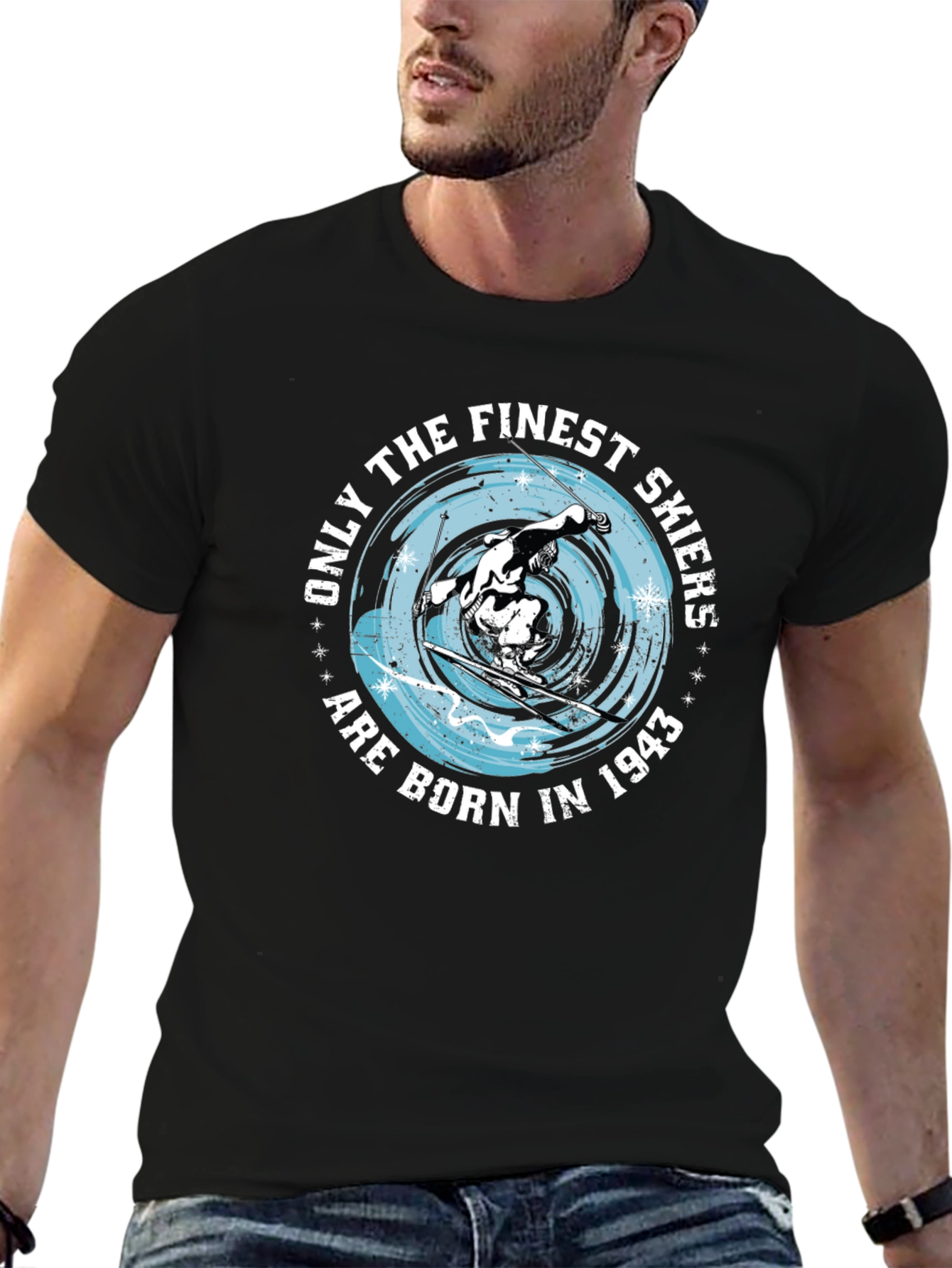 Finest Skiers Born in 1943 Black T-Shirt