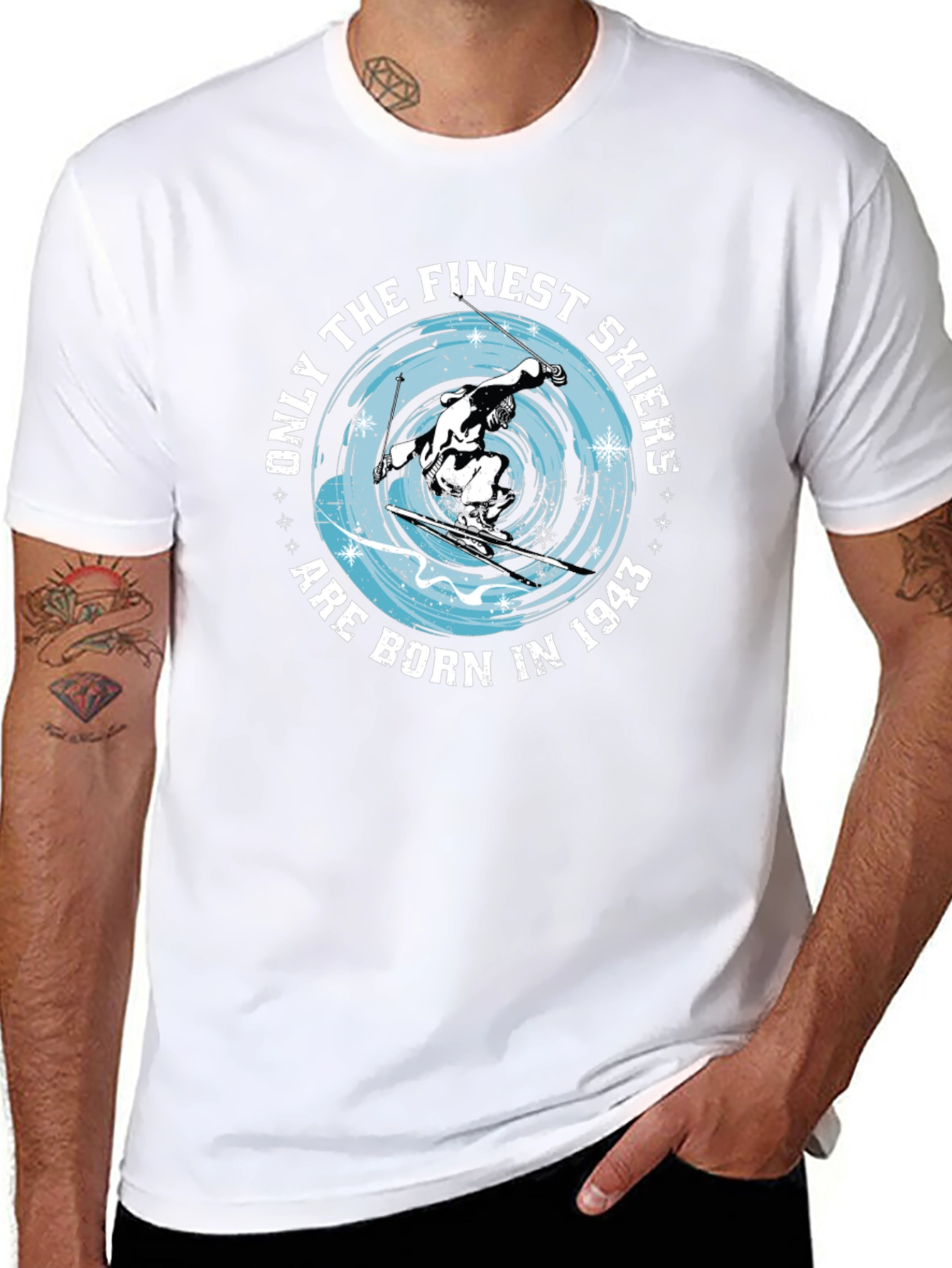 Finest Skiers Born in 1943 Black T-Shirt