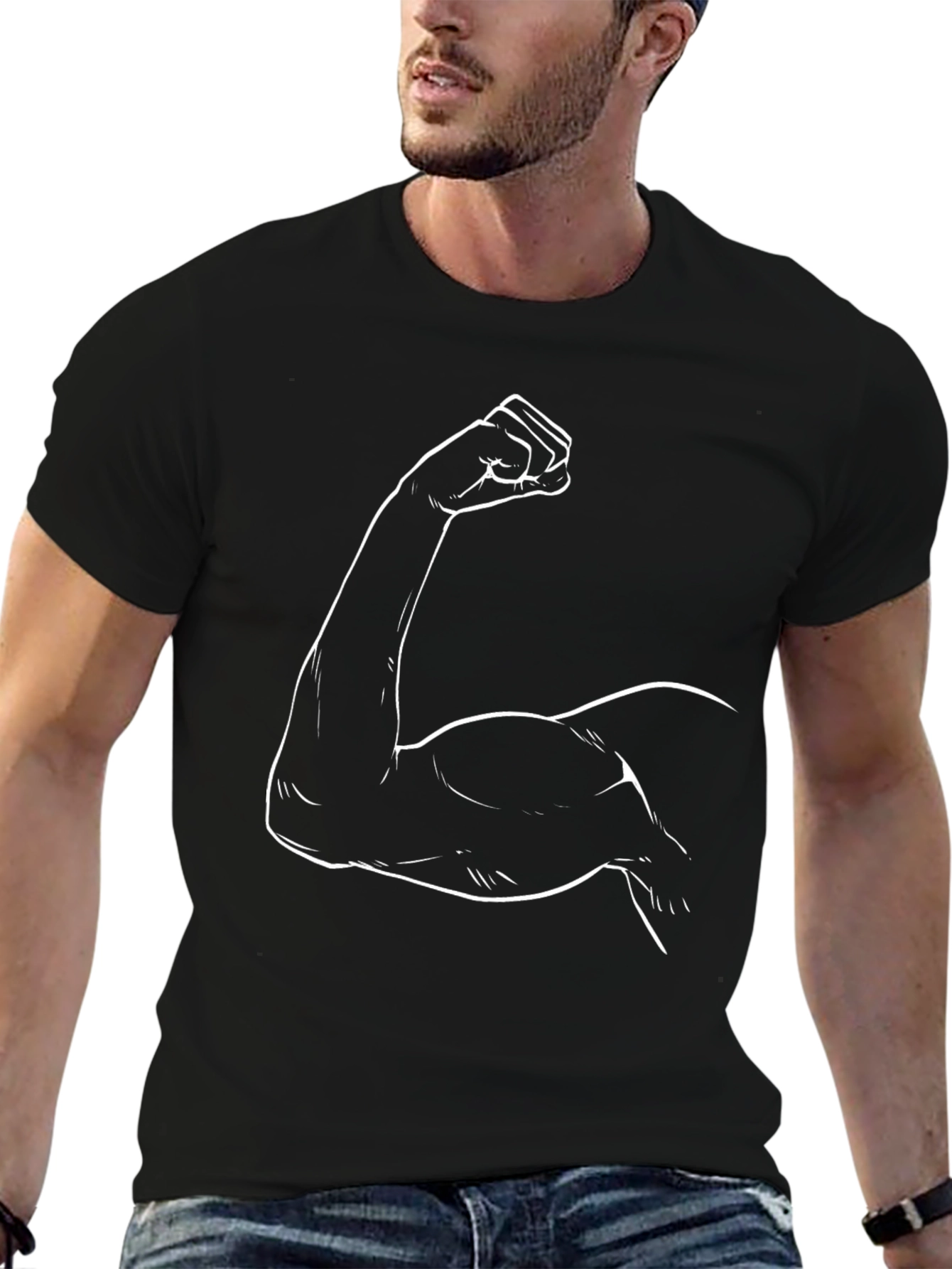 Muscle Arm Graphic Tee - Black