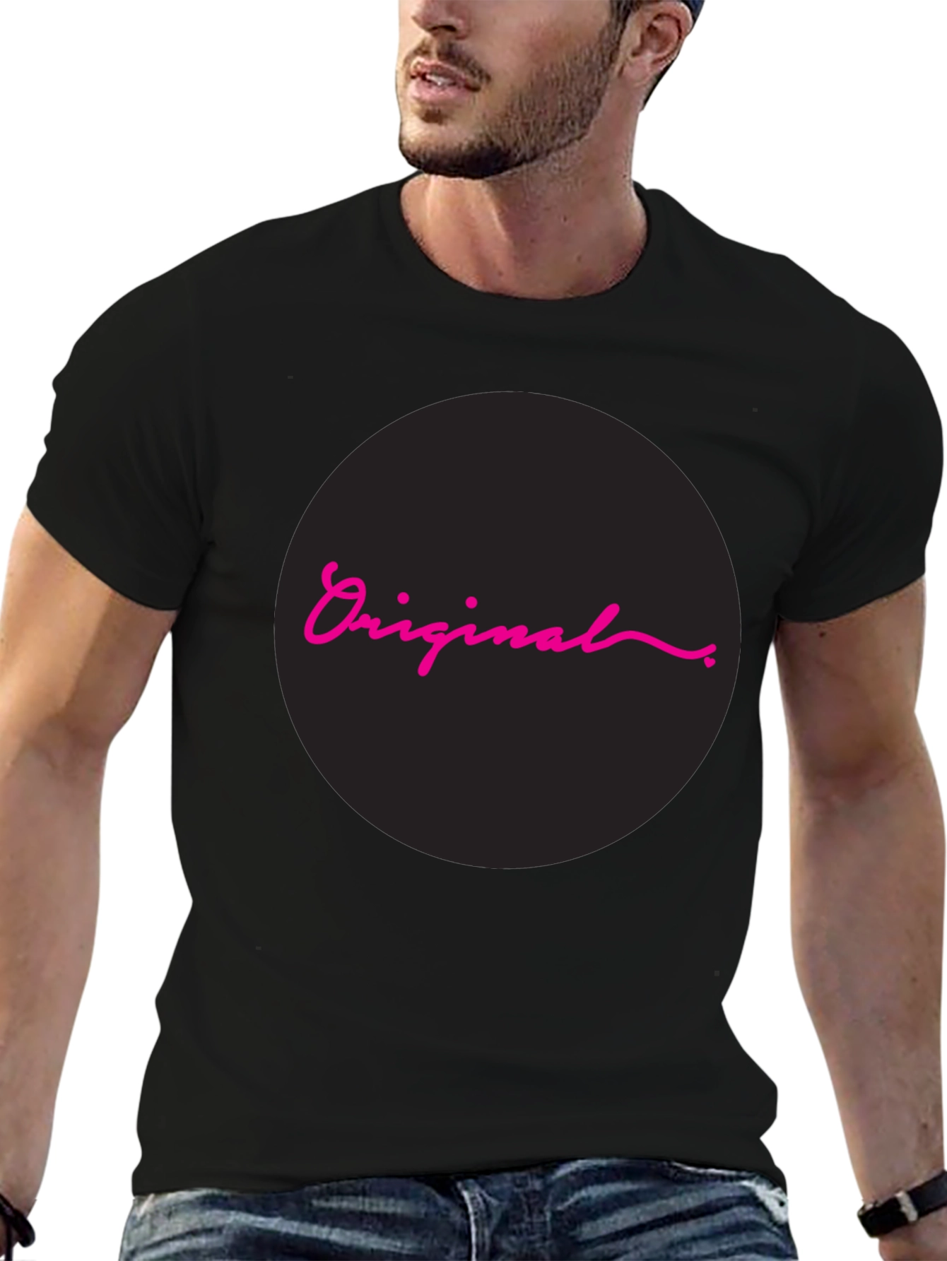 Original Design Black Cotton T-Shirt
