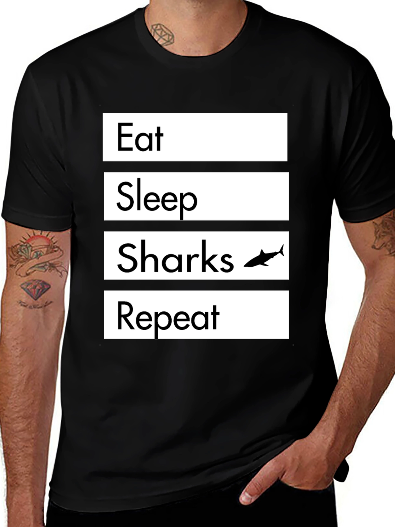 Eat Sleep Sharks Repeat Graphic T-Shirt