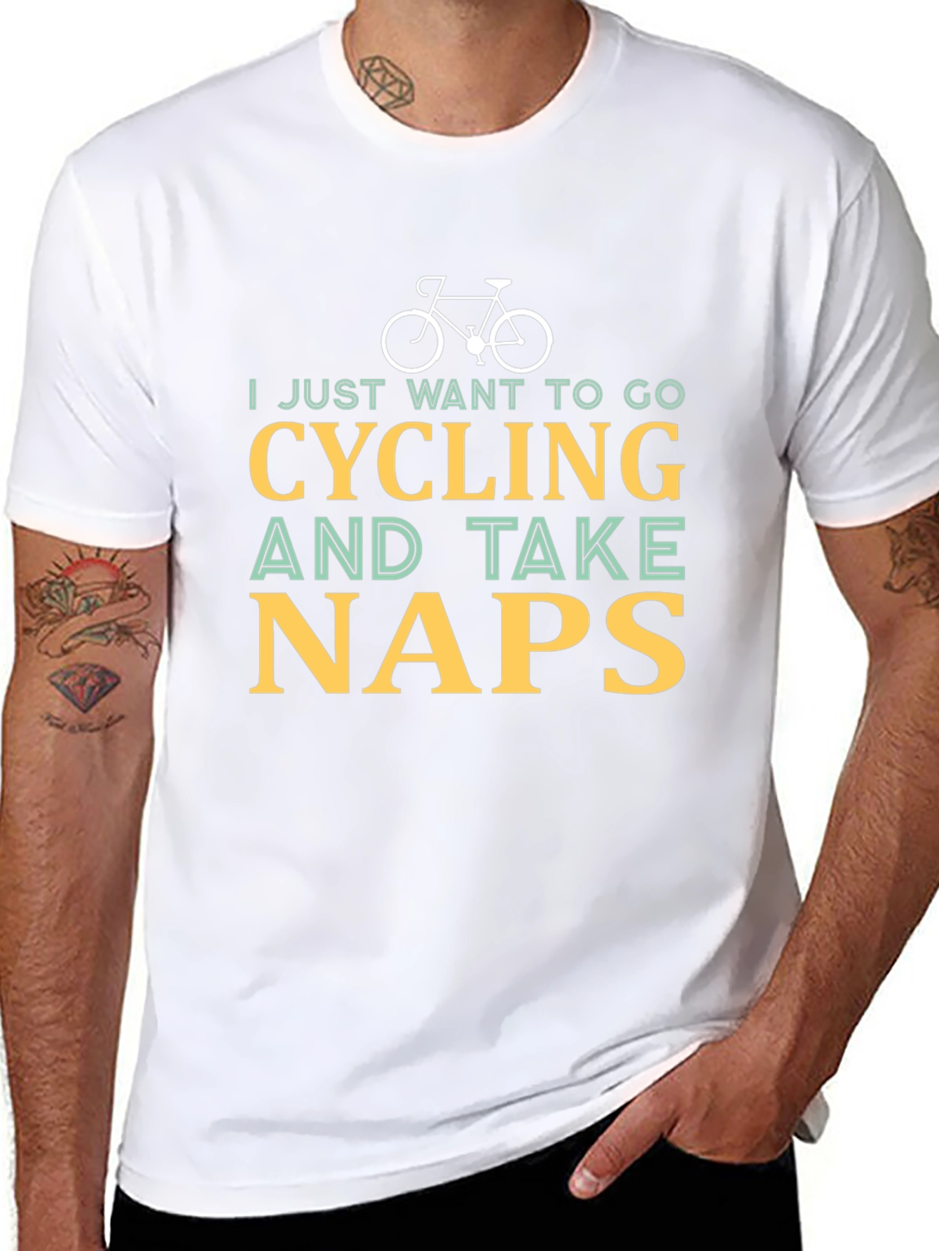 Cycling & Naps Graphic Tee -  Mens Casual T-Shirt
