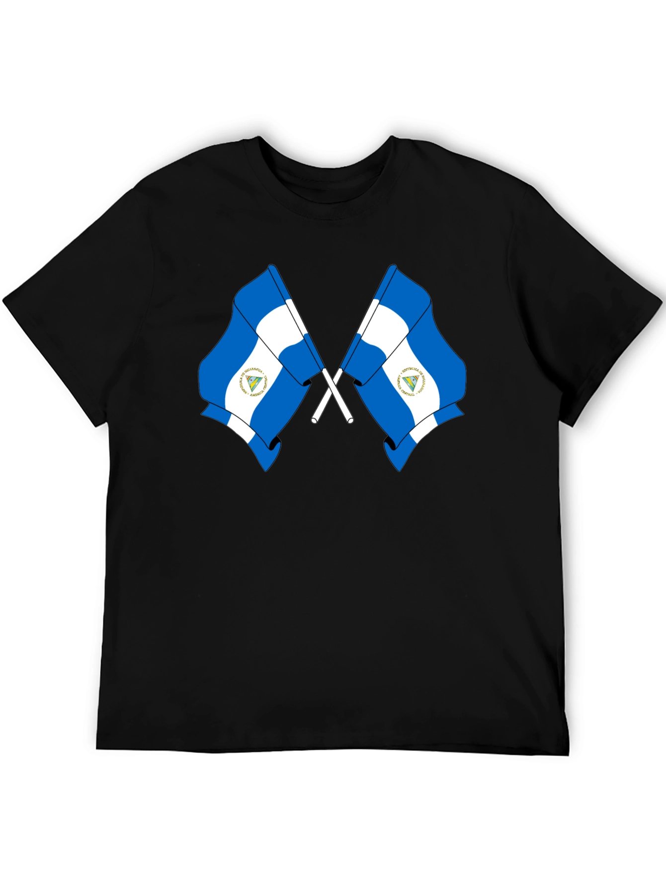 Nicaragua Flag T-Shirt - Black Cotton Tee