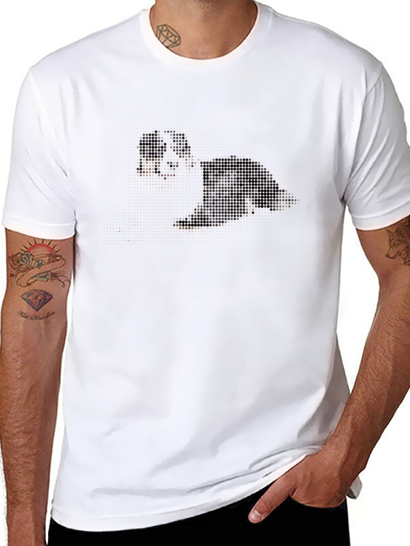 Pixelated Dog Graphic T-Shirt