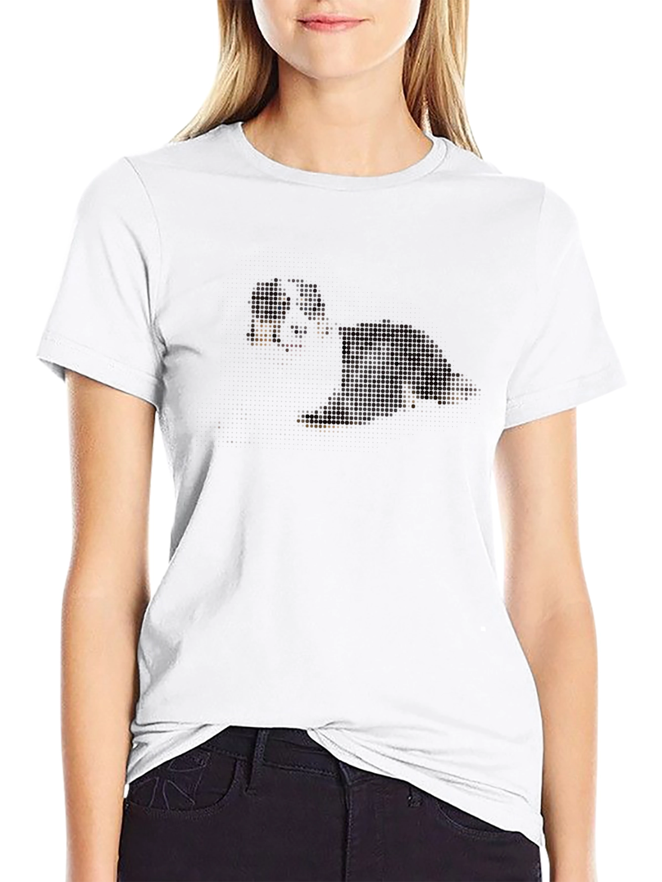 Pixelated Dog Graphic T-Shirt