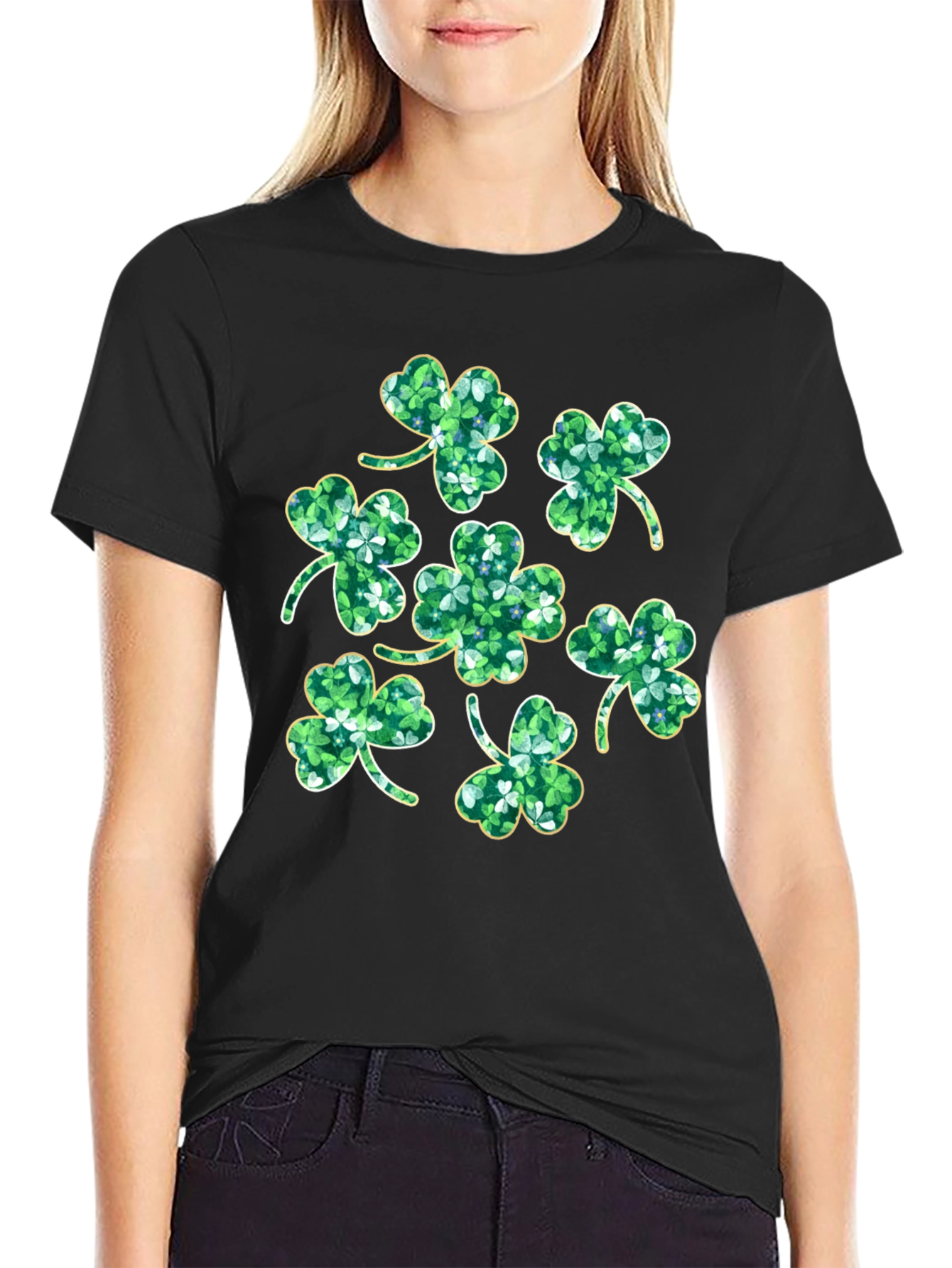 St. Patricks Day Clover T-Shirt - Black