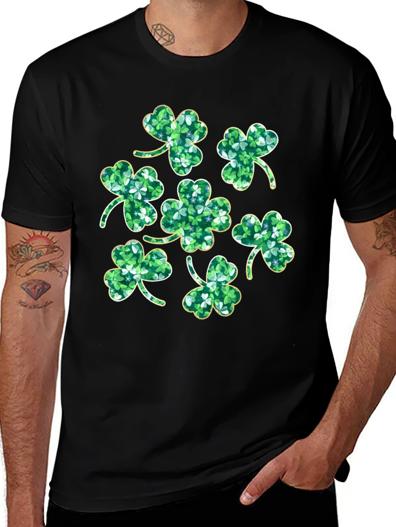 St. Patricks Day Clover T-Shirt - Black