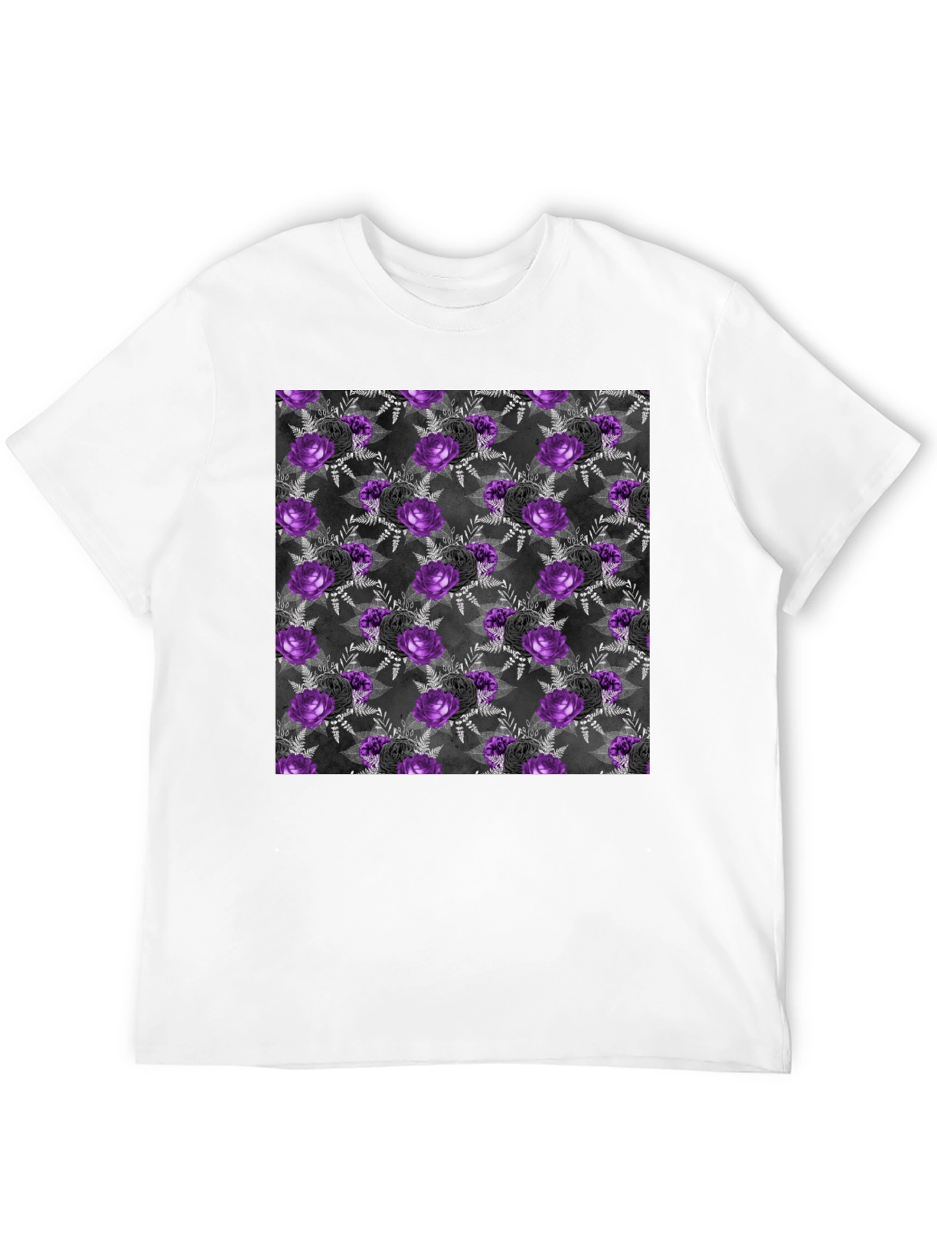 Gothic Floral T-Shirt - Purple & Black Roses