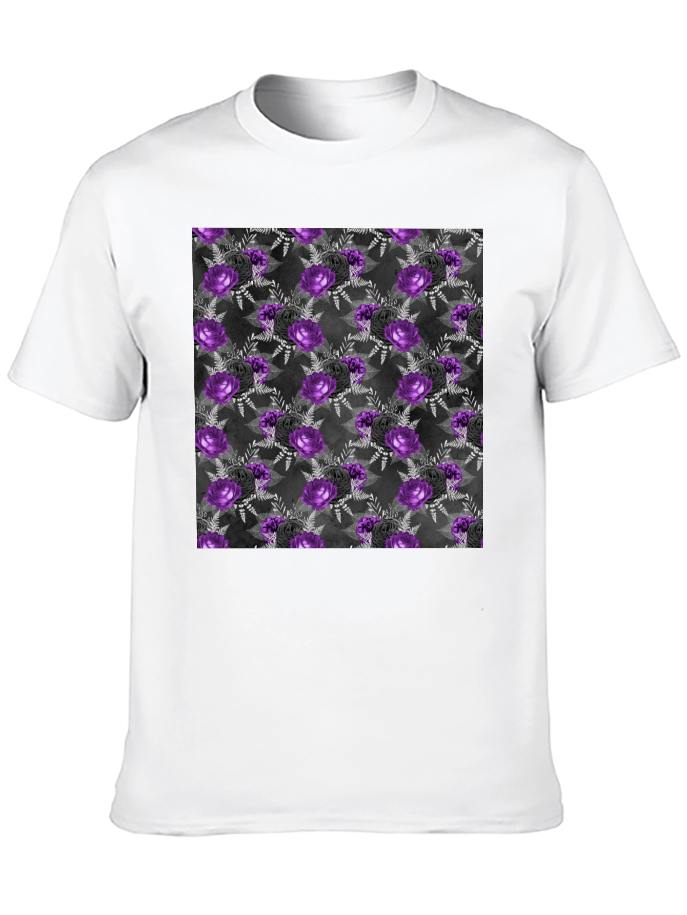 Gothic Floral T-Shirt - Purple & Black Roses