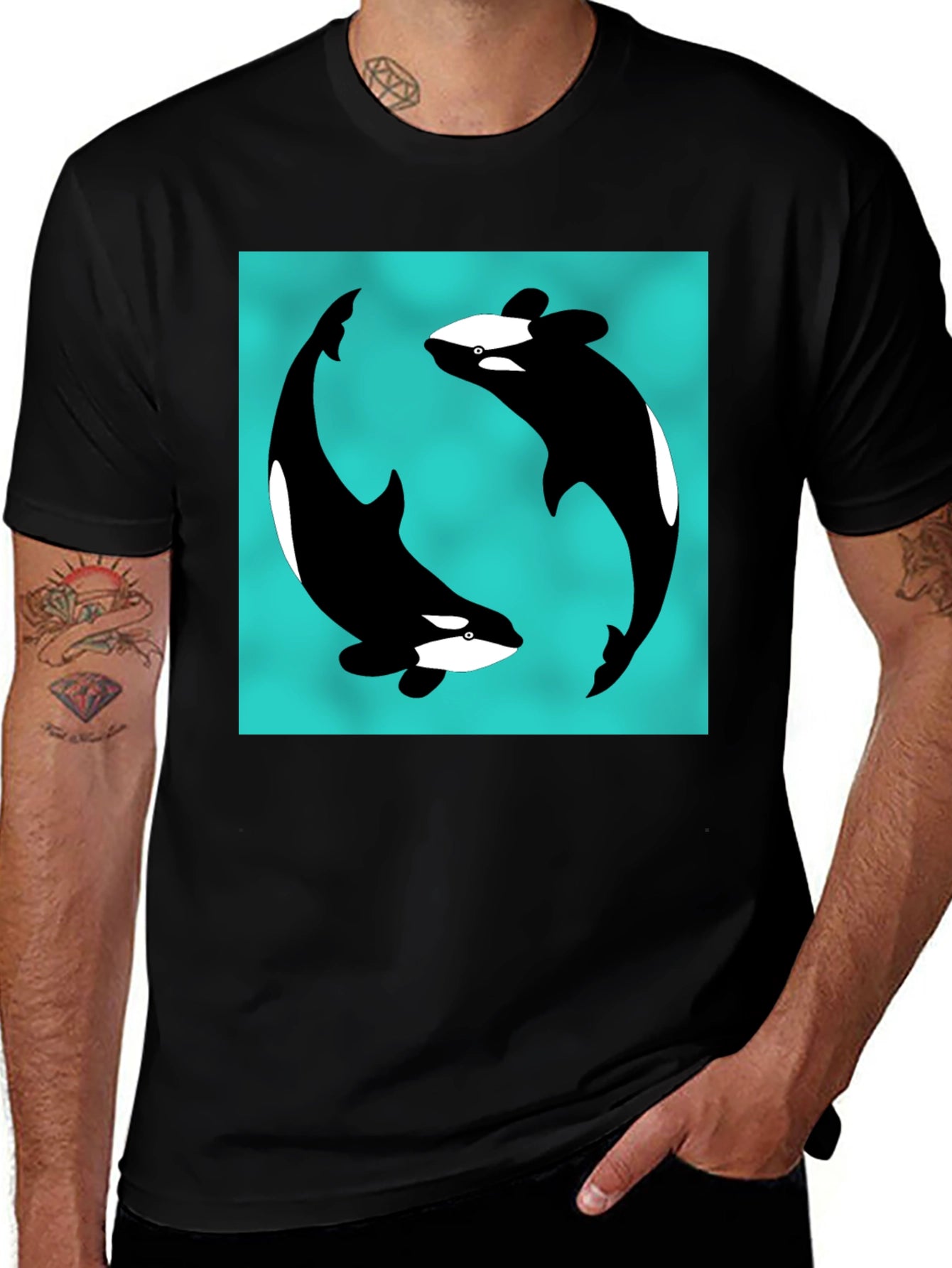 Orca Yin Yang Black T-Shirt