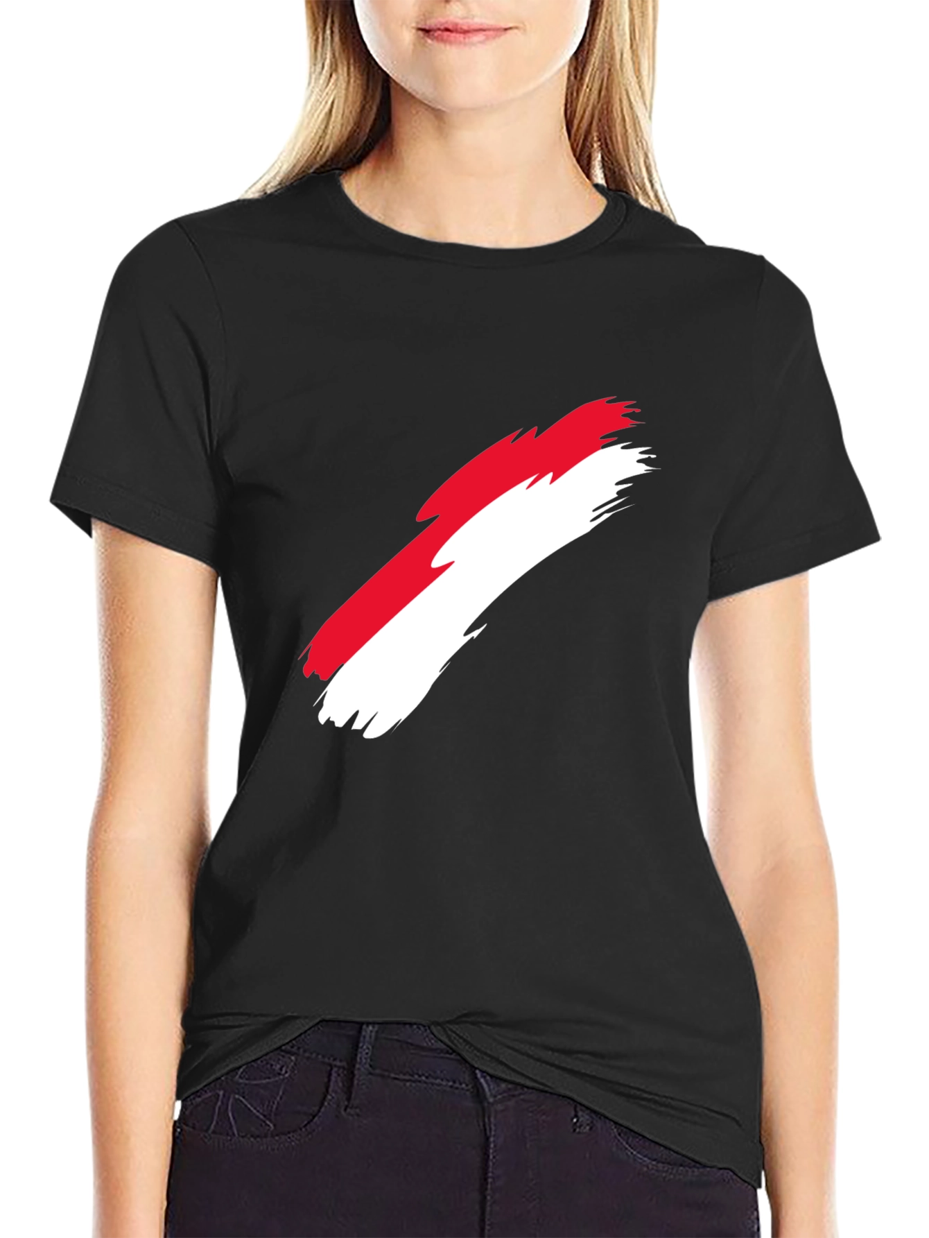 Indonesia Flag Brush Stroke Graphic T-Shirt